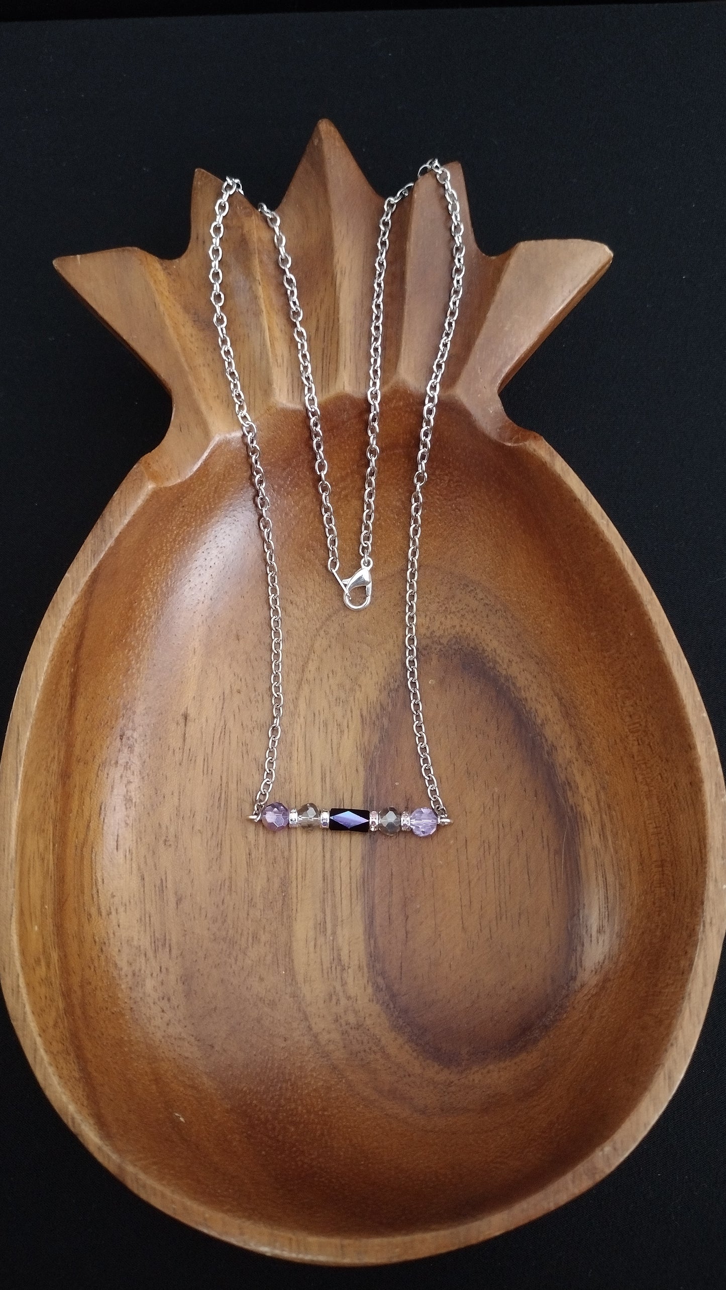 Iridescent Purple Bar Necklace Pretty Pineapple Bead Pretty Pineapple Bead