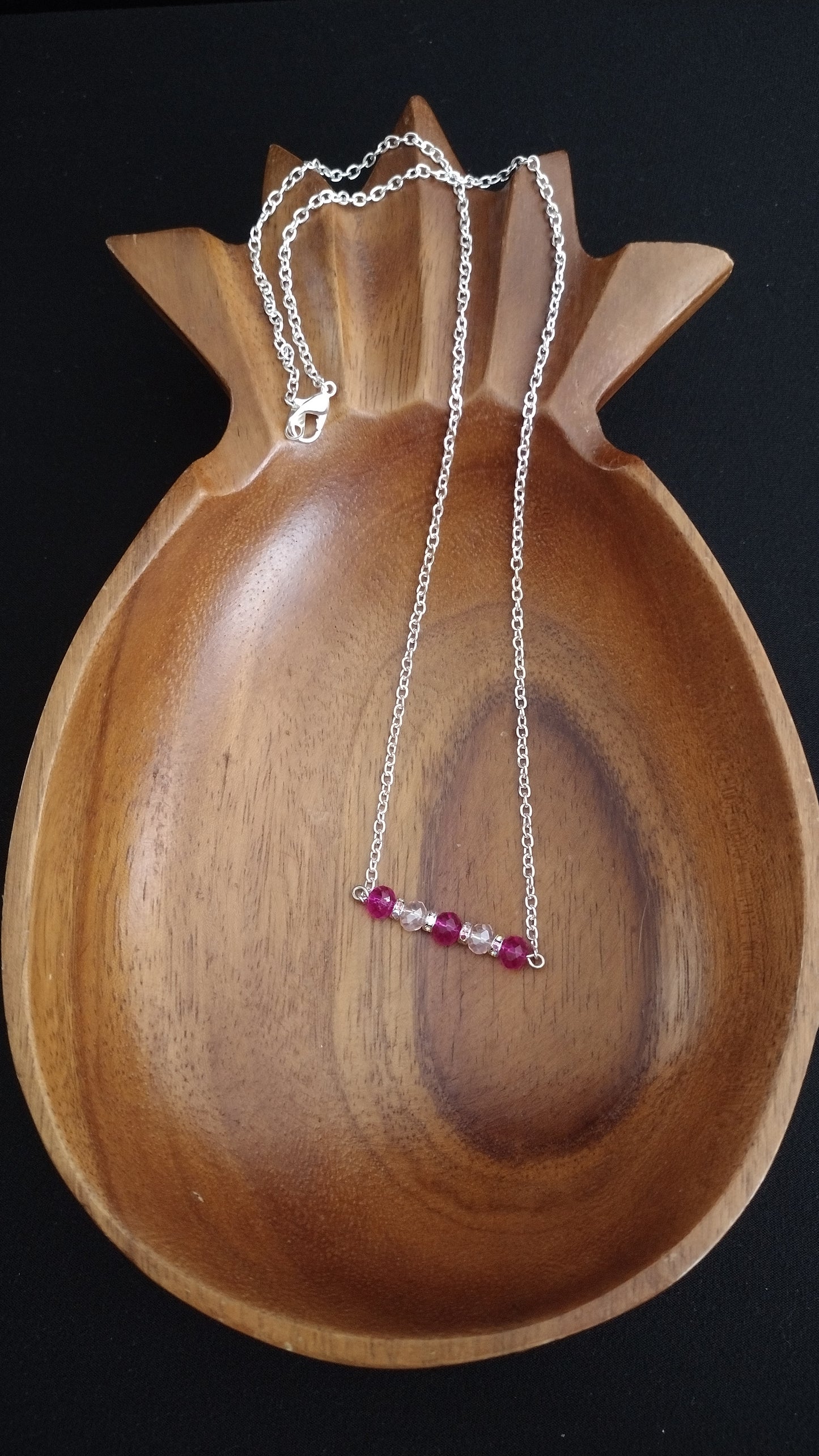 Pink Crystal Bar Necklace