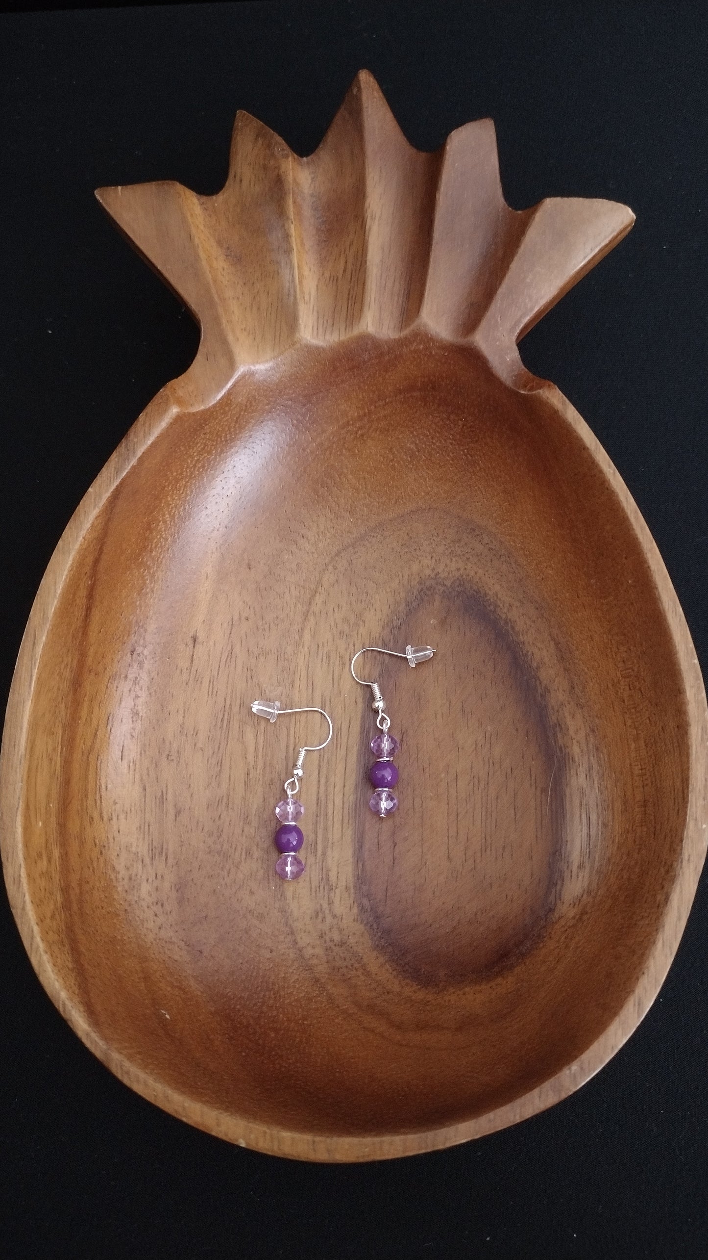 Purple Shorty Earrings Pretty Pineapple Bead Pretty Pineapple Bead