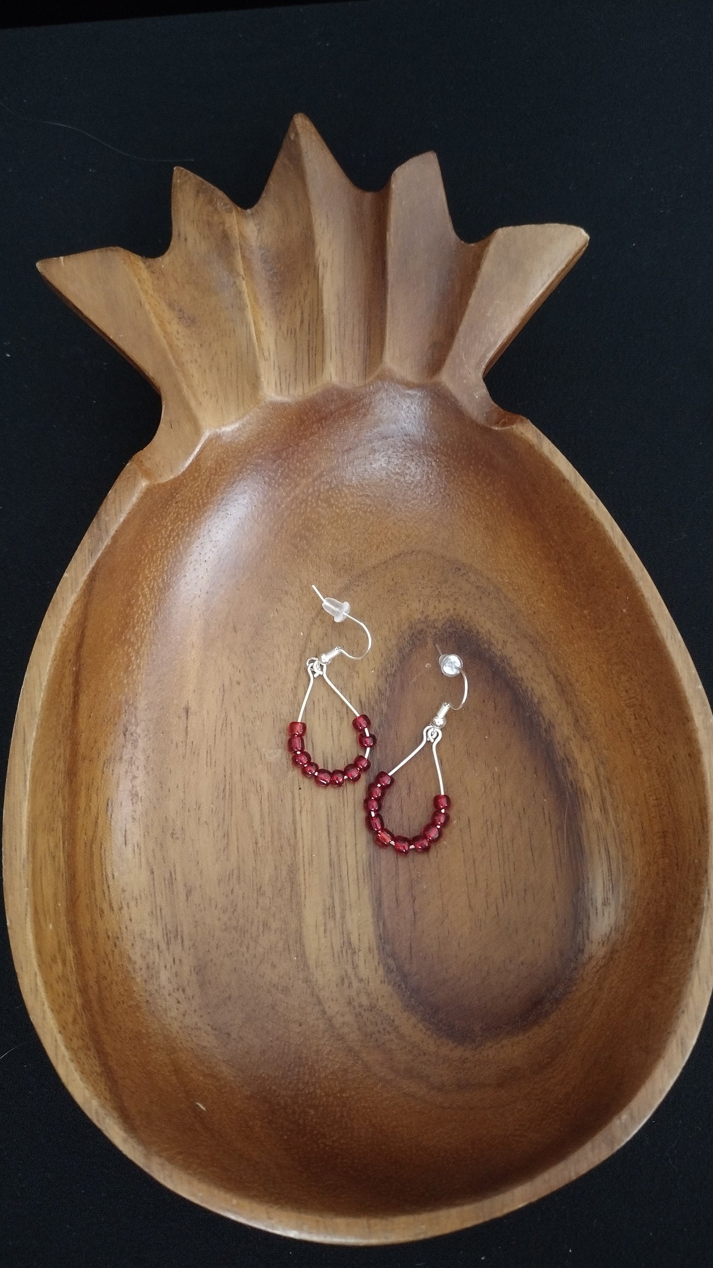 Red Teardrop Earrings Pretty Pineapple Bead Pretty Pineapple Bead