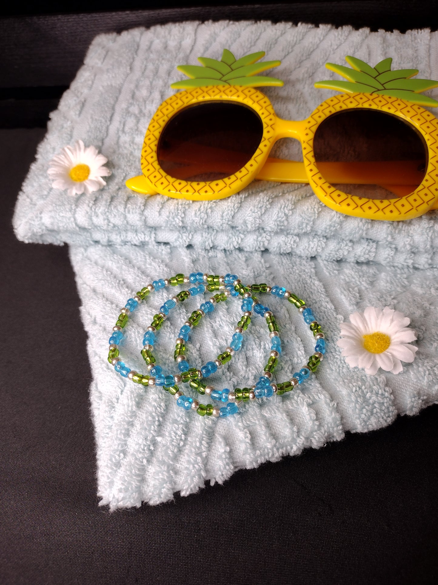 Green & Blue Seed Bead Bracelet