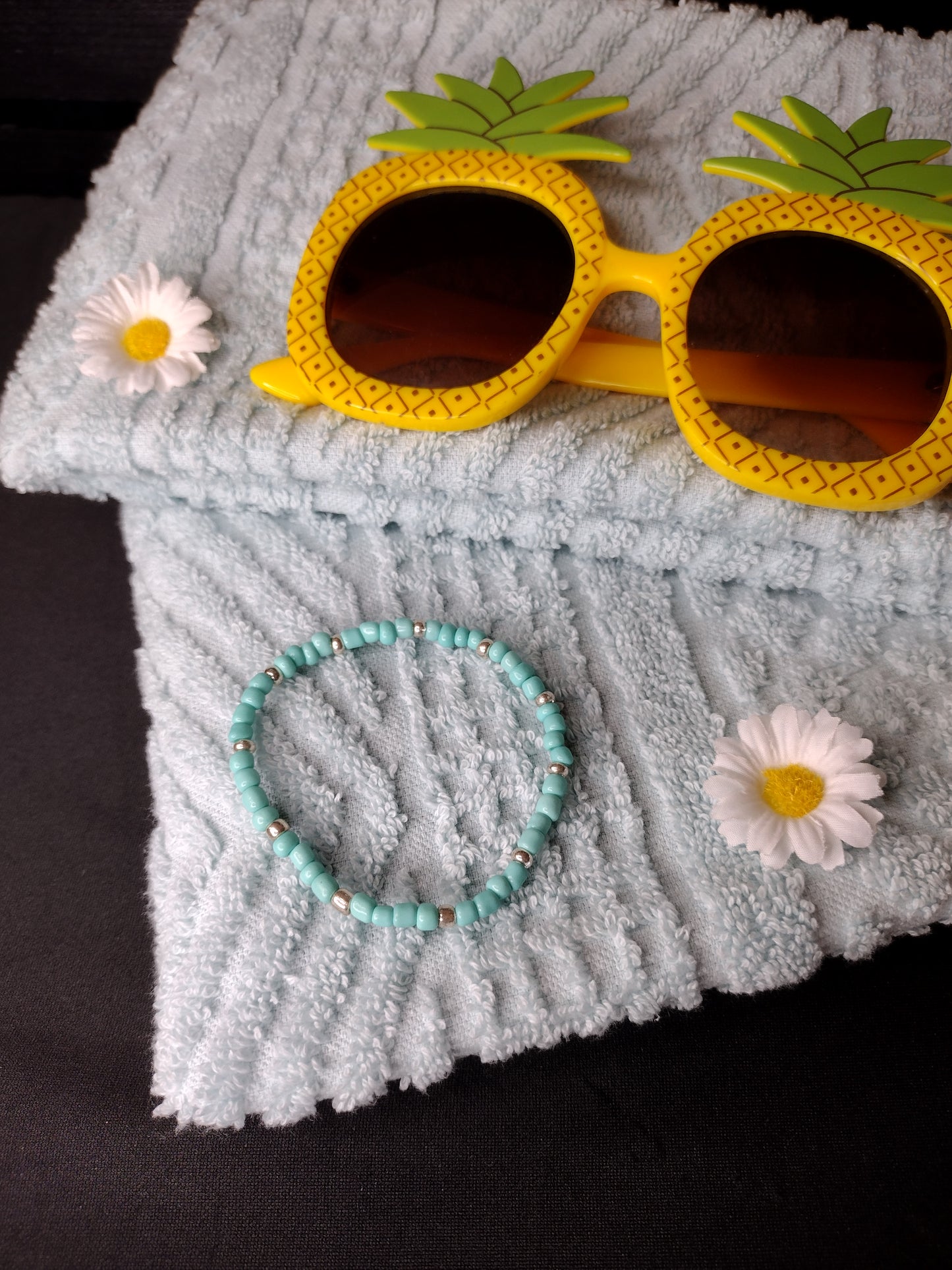 Turquoise Seed Bead Bracelet Pretty Pineapple Bead Pretty Pineapple Bead