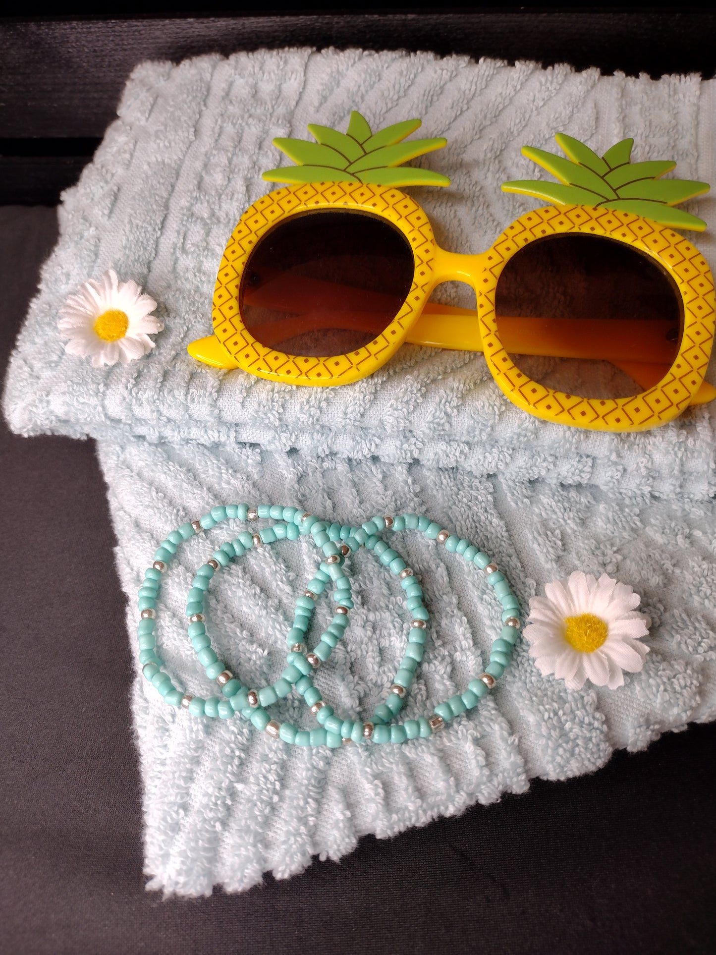 Turquoise Seed Bead Bracelet Pretty Pineapple Bead Pretty Pineapple Bead
