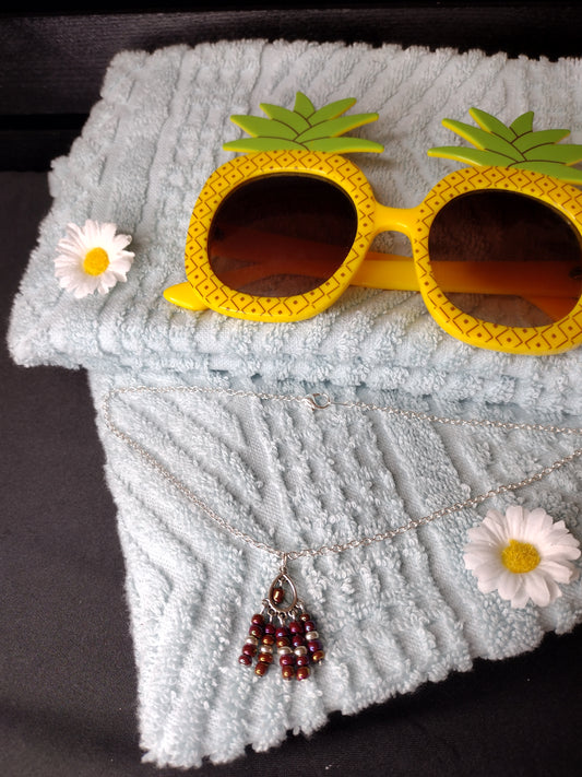 Iridescent Fringe Pendant Necklace Pretty Pineapple Bead Pretty Pineapple Bead