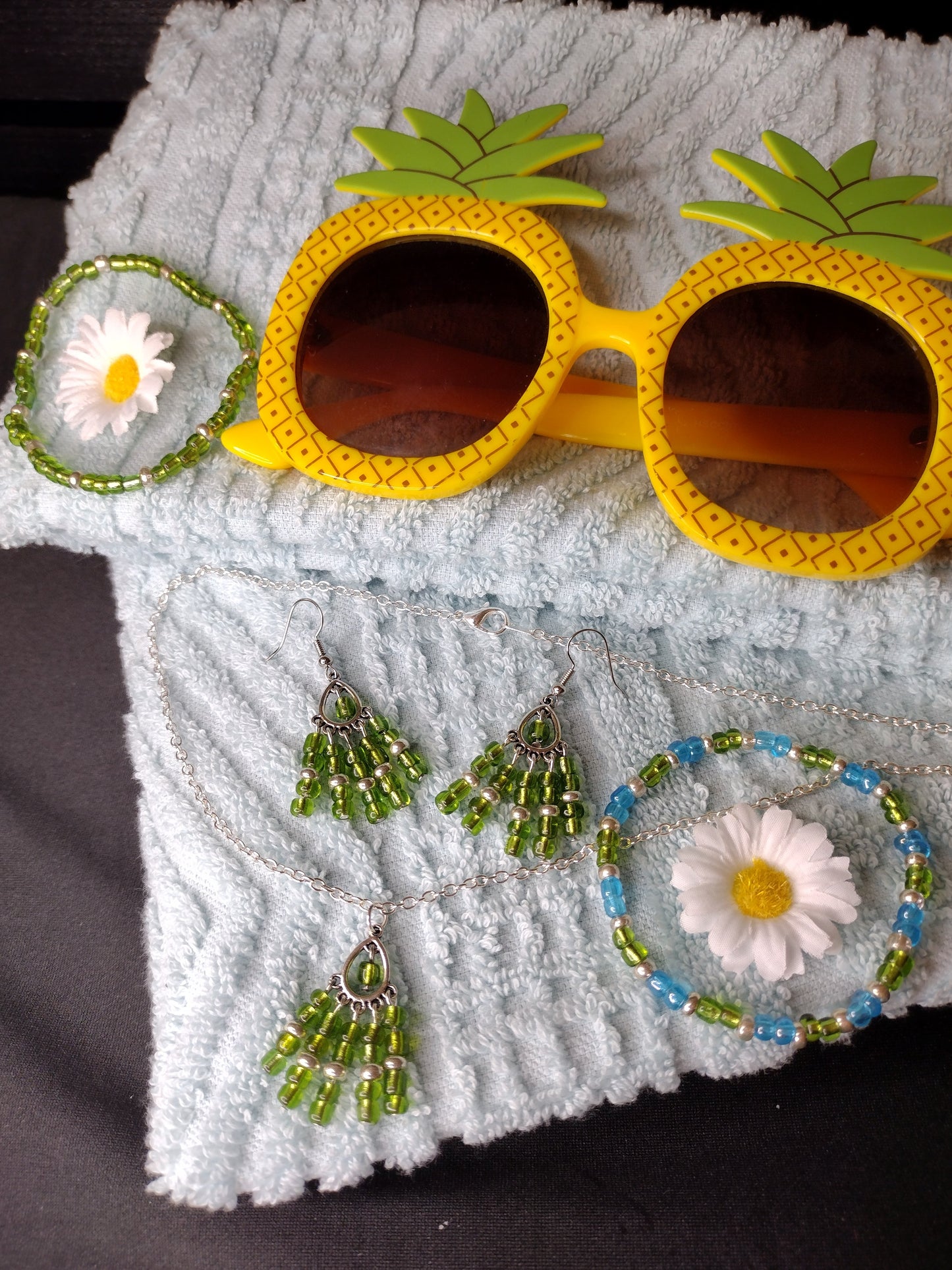 Green & Blue Seed Bead Bracelet
