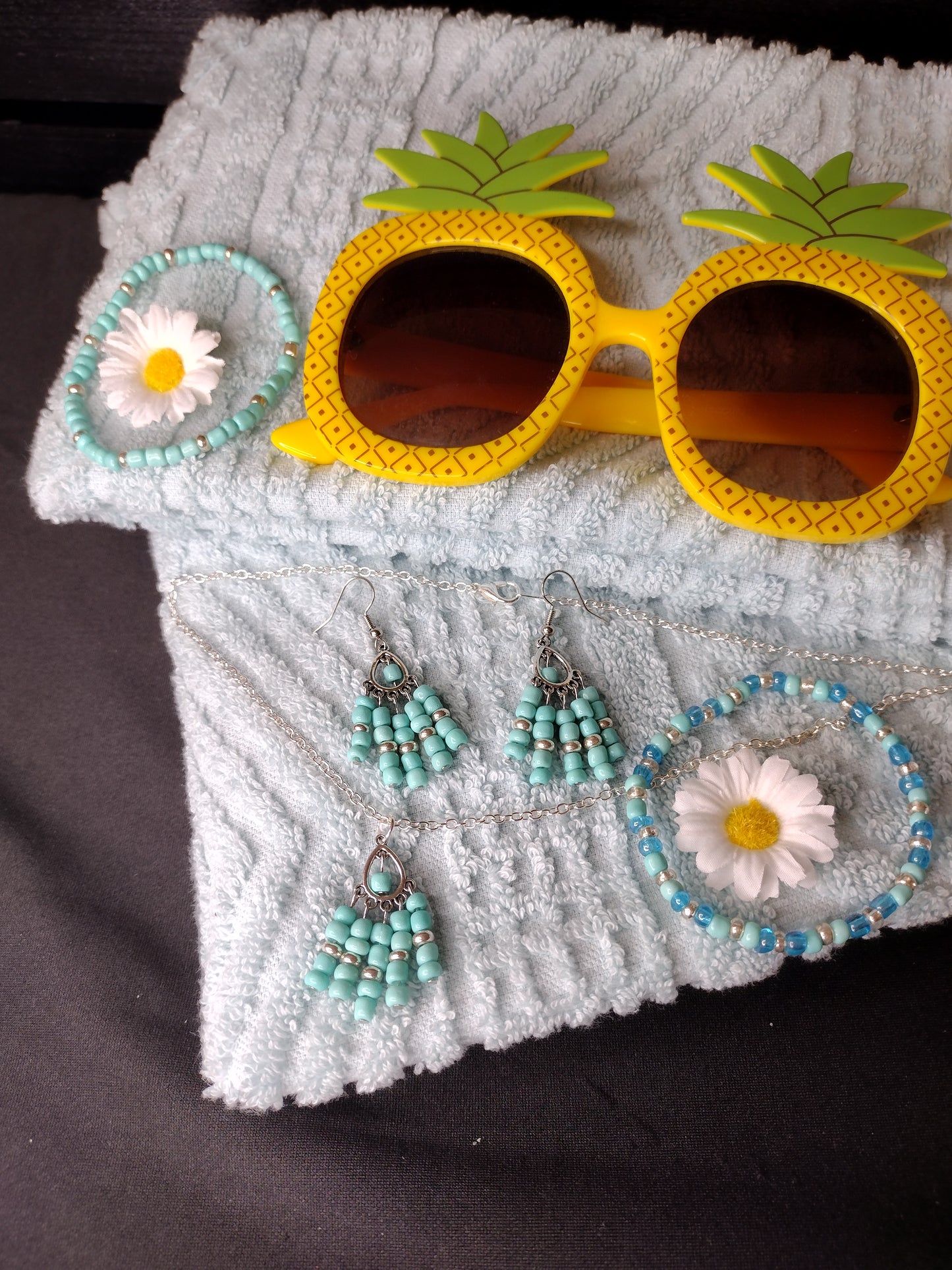 Turquoise Fringe Pendant Necklace Pretty Pineapple Bead Pretty Pineapple Bead