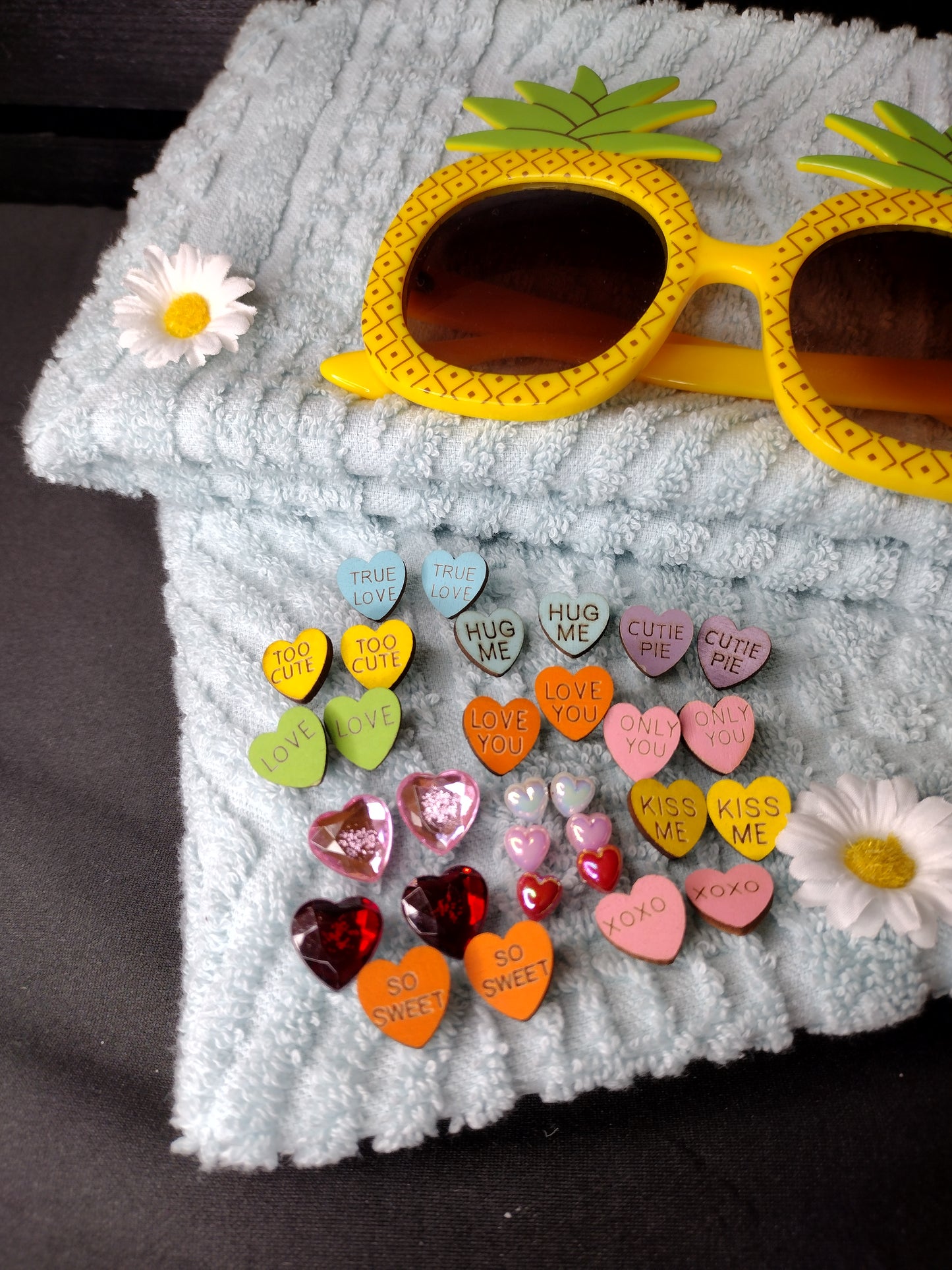 Mini Red Heart Stud Earrings