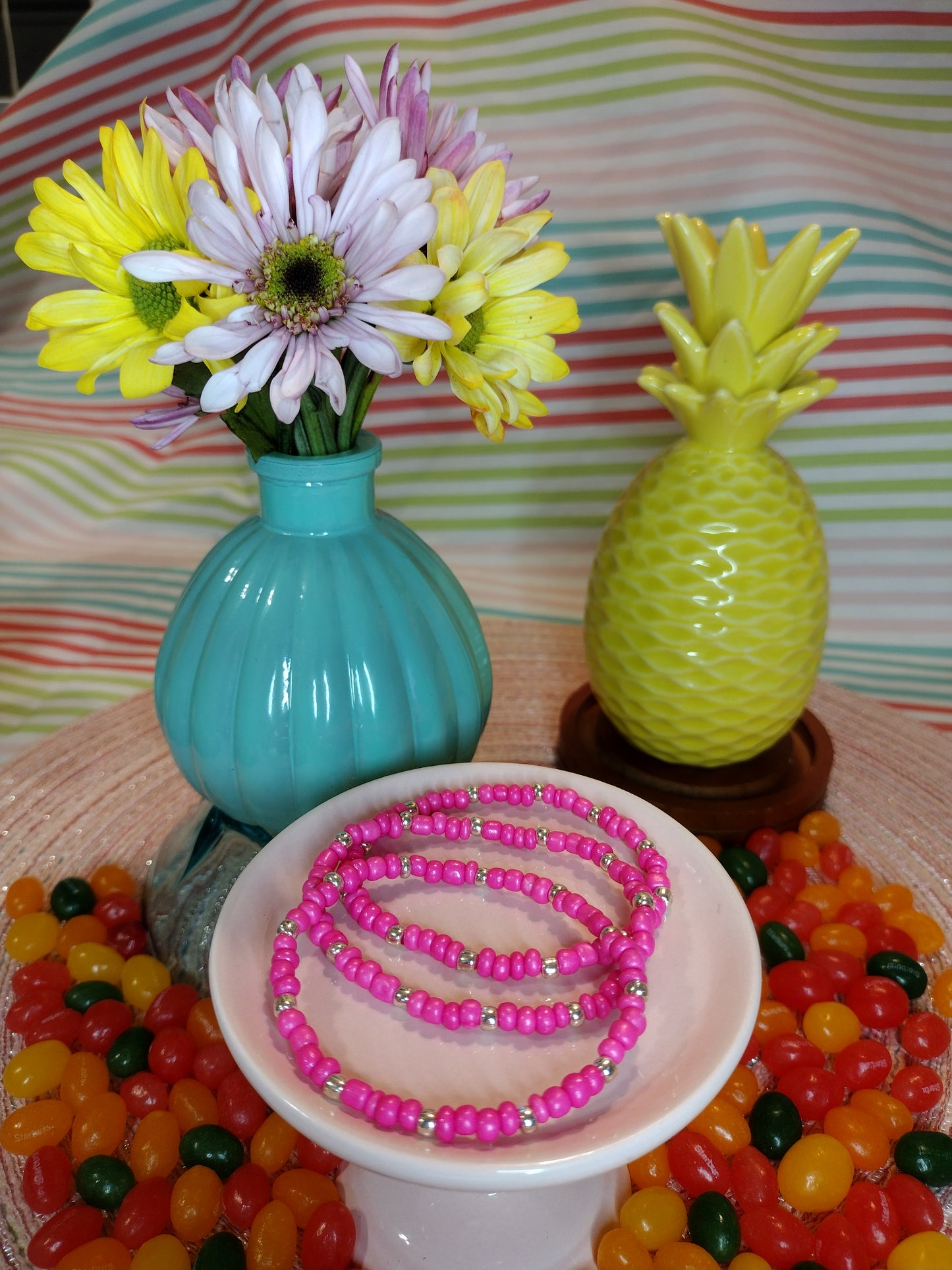 Pink Seed Bead Bracelet