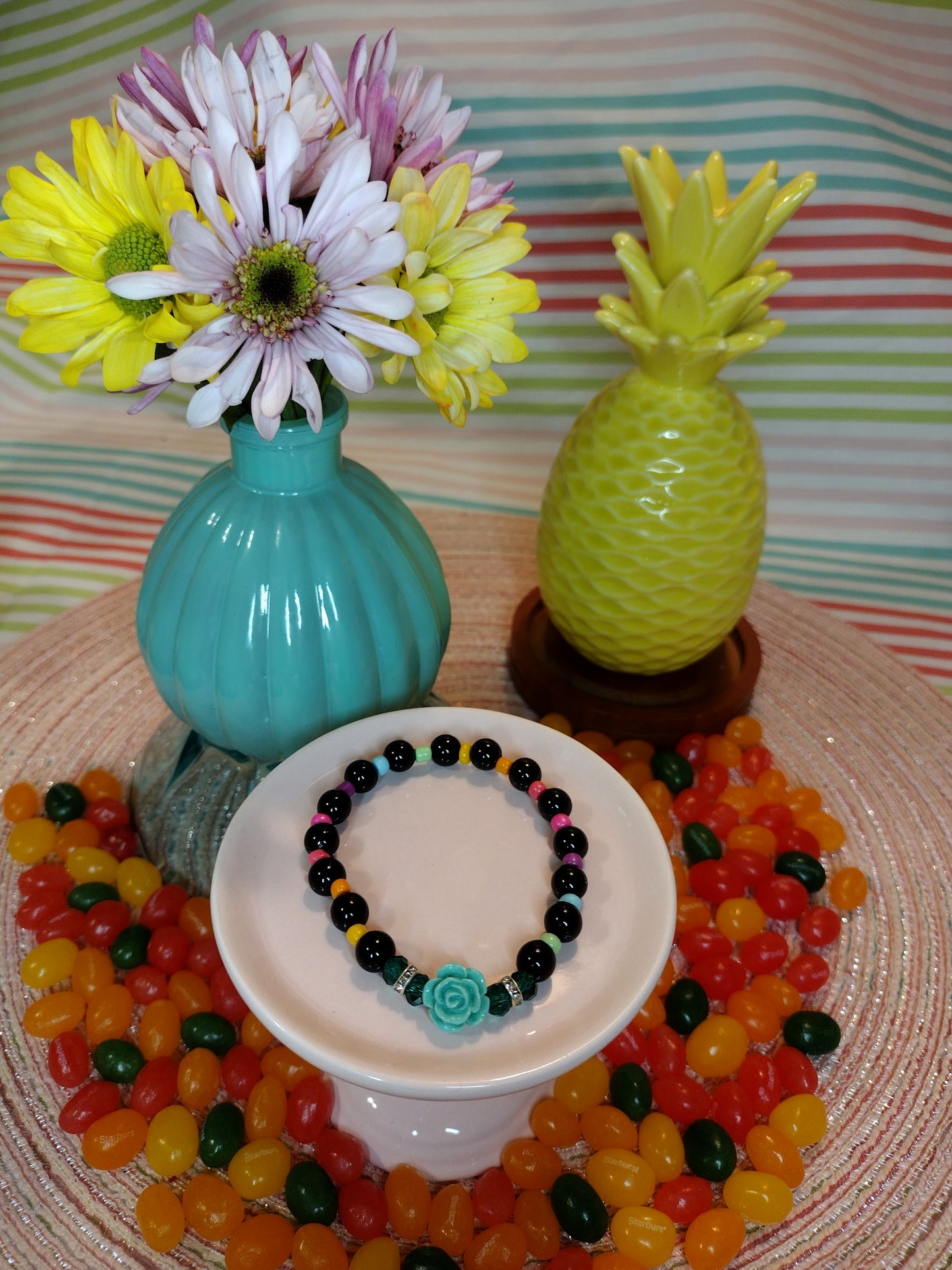 Seafoam Green Flower Bracelet