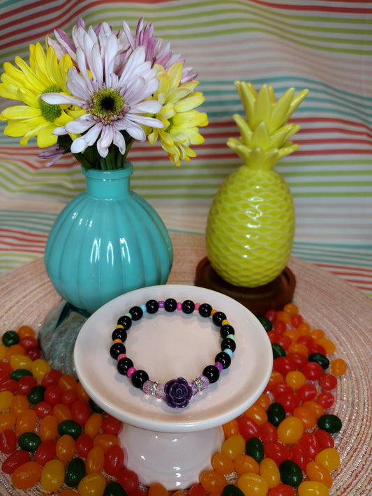 Purple Flower Bracelet Pretty Pineapple Bead Pretty Pineapple Bead