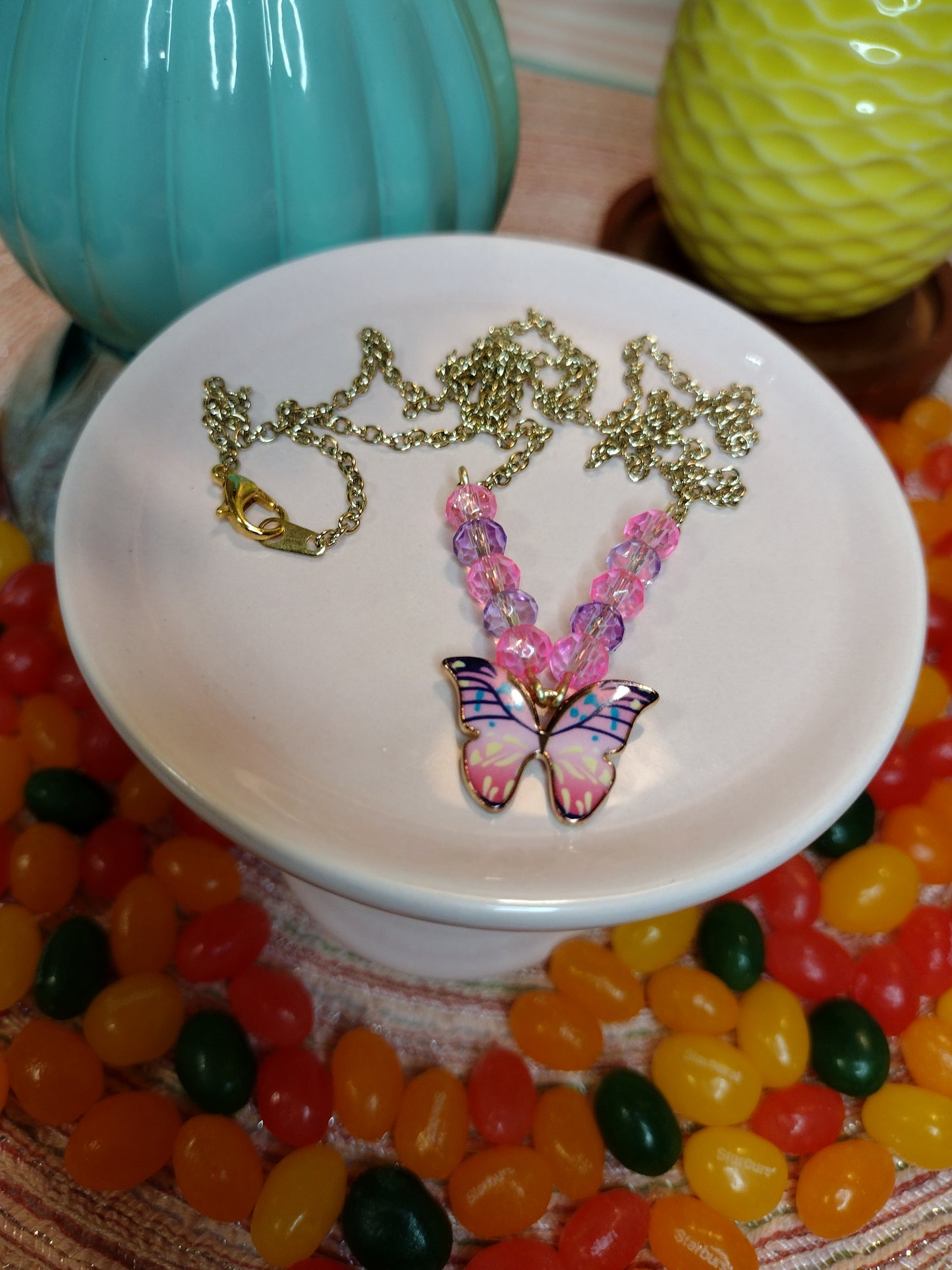 Light Pink Butterfly Necklace