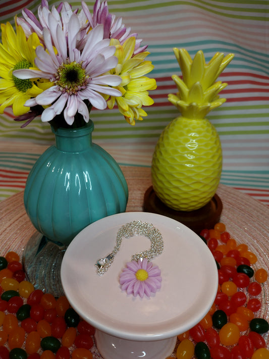 Purple Daisy Flower Necklace Pretty Pineapple Bead Pretty Pineapple Bead