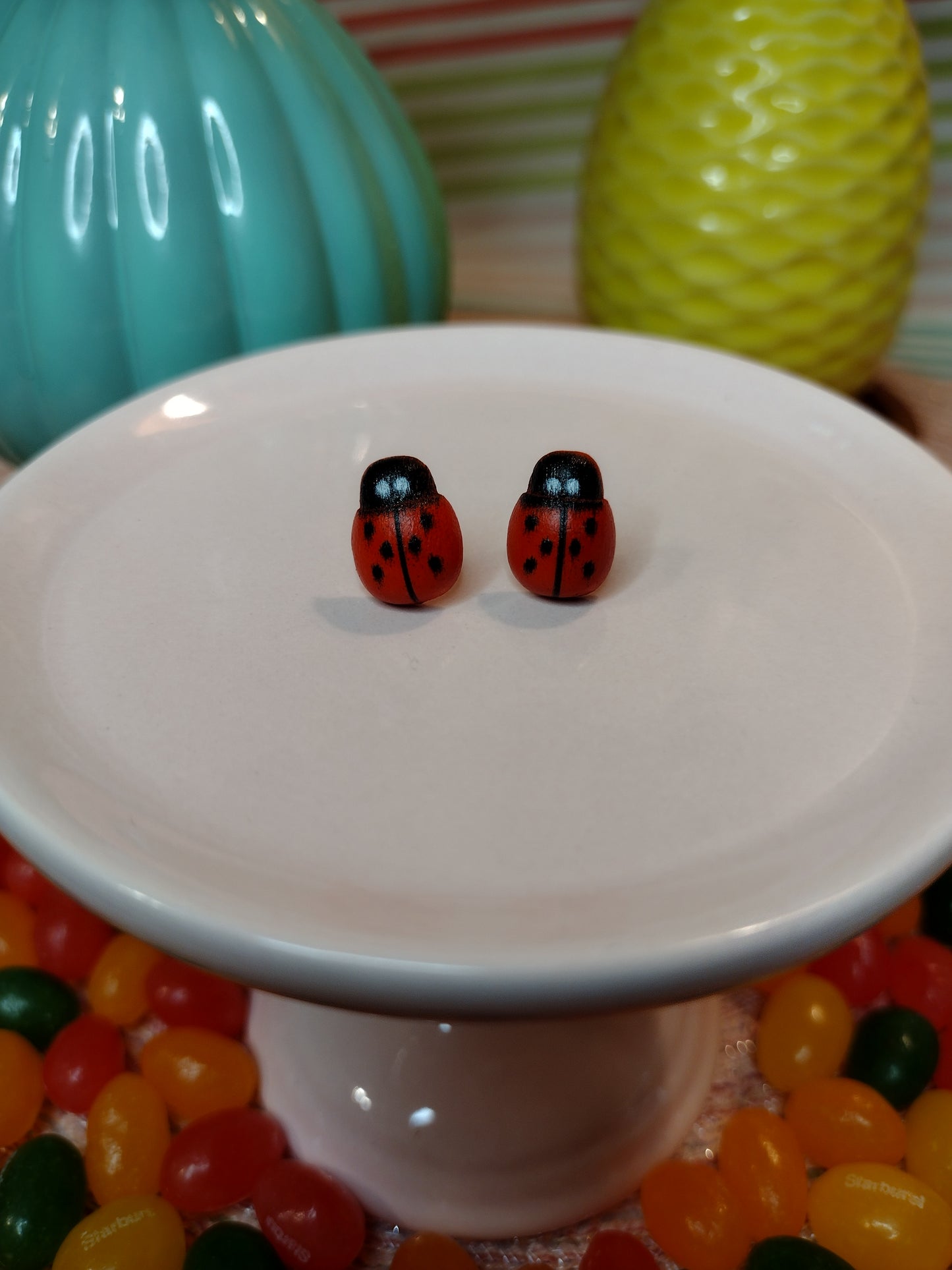 Ladybug Stud Earrings Pretty Pineapple Bead Pretty Pineapple Bead
