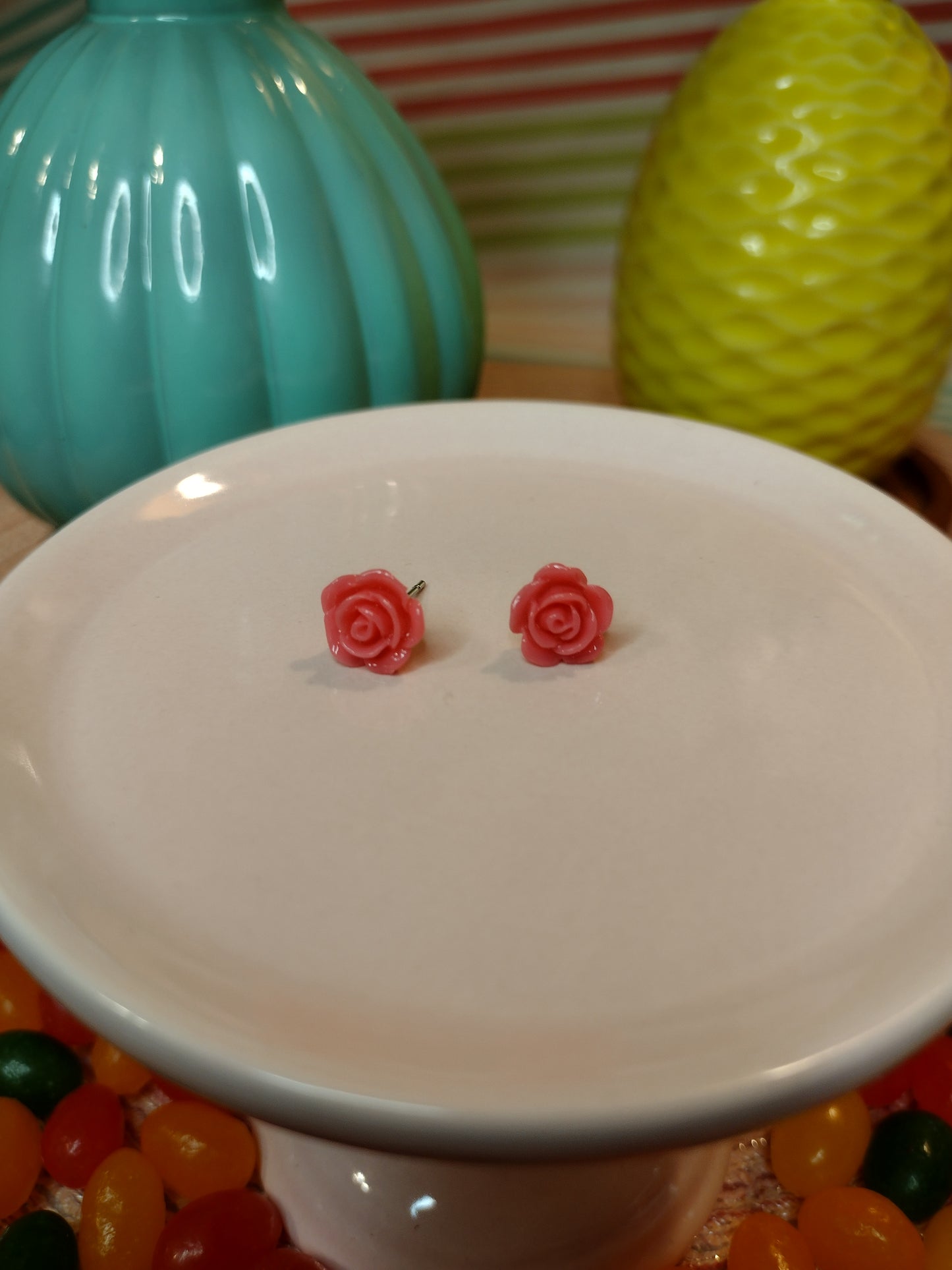Mini Pink Flower Stud Earrings