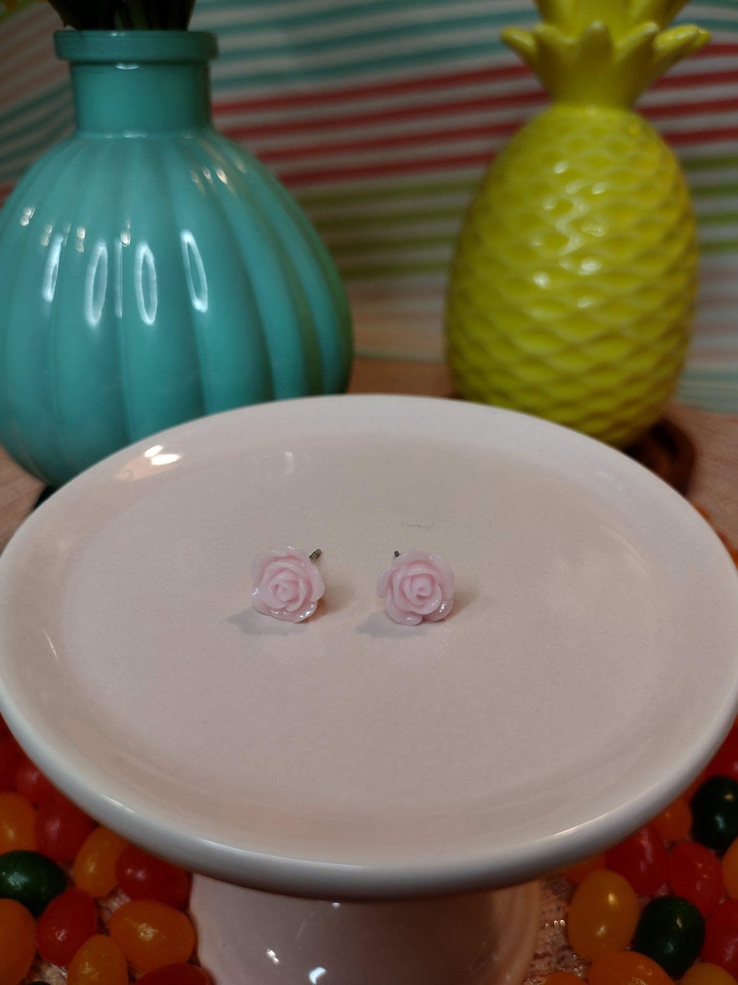 Mini Light Pink Flower Stud Earrings