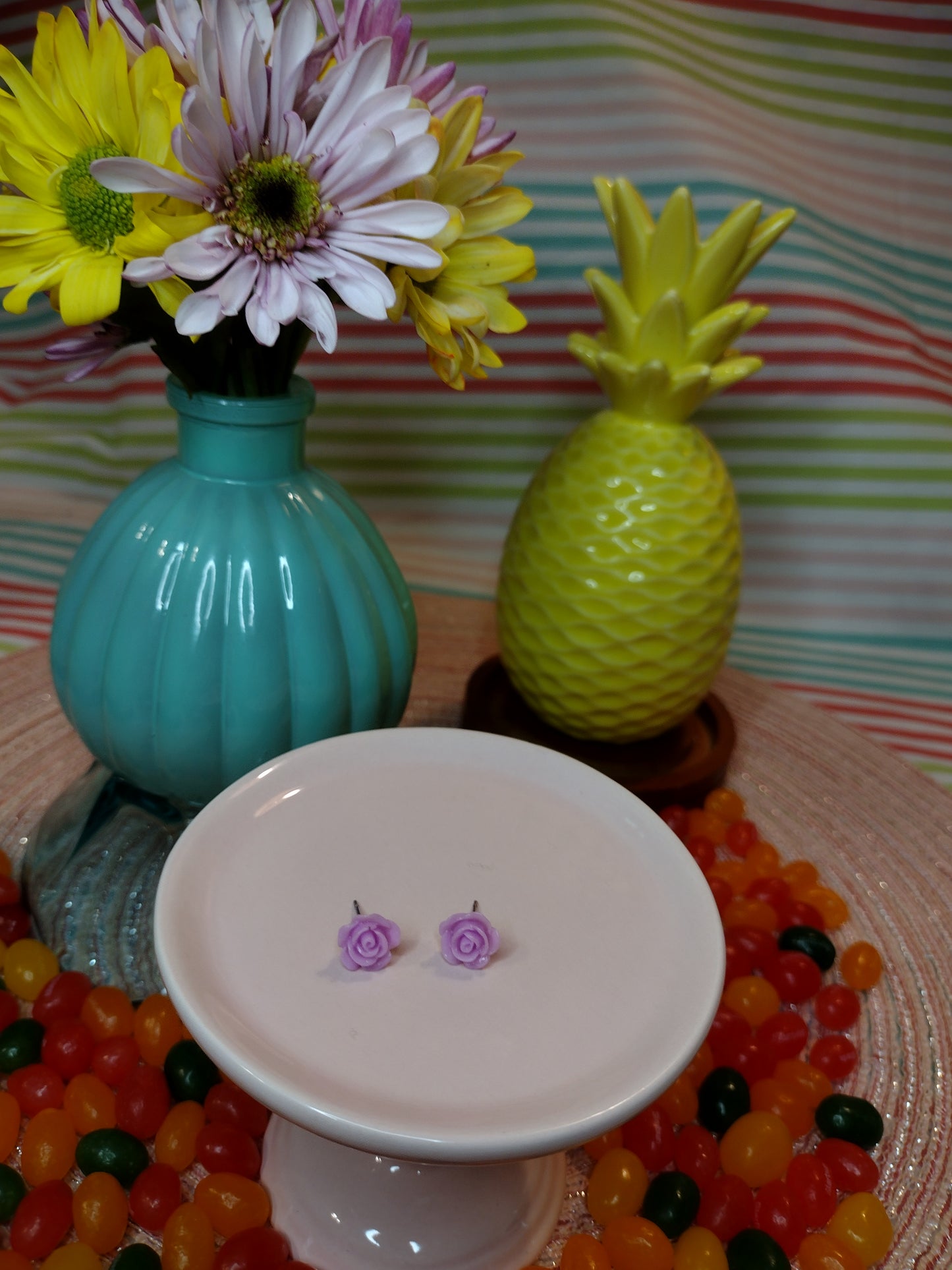 Mini Purple Flower Stud Earrings