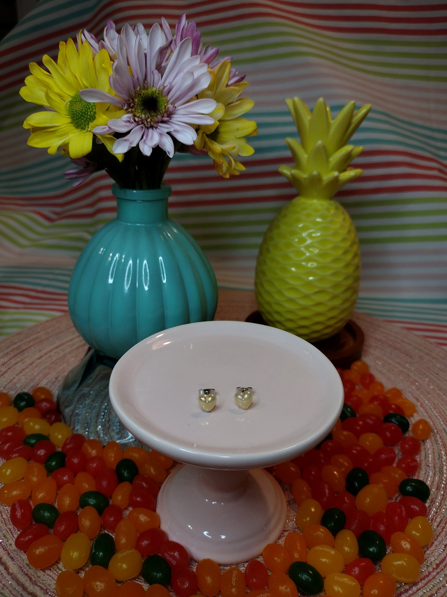 Mini Peach Heart Stud Earrings