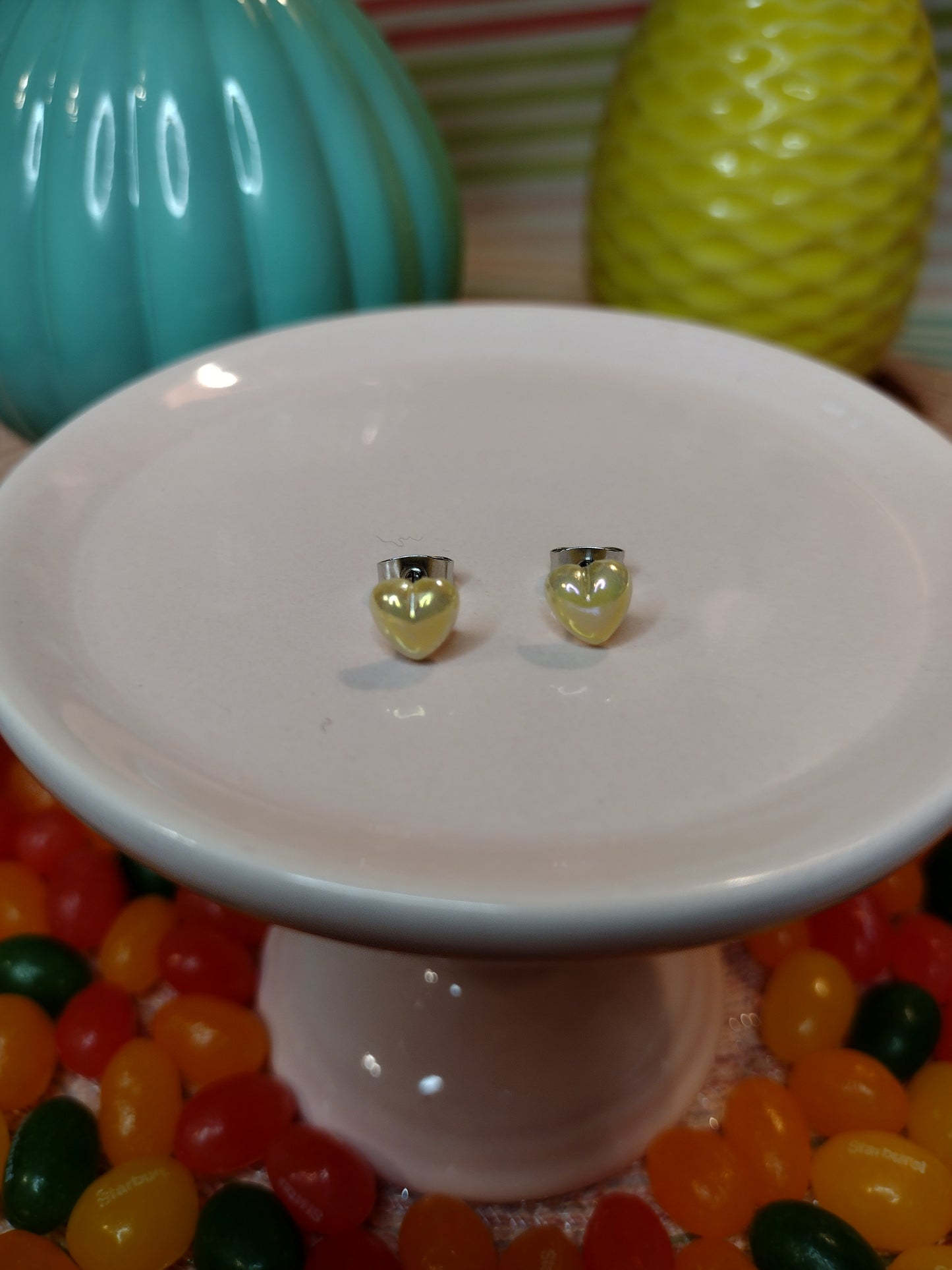 Mini Peach Heart Stud Earrings