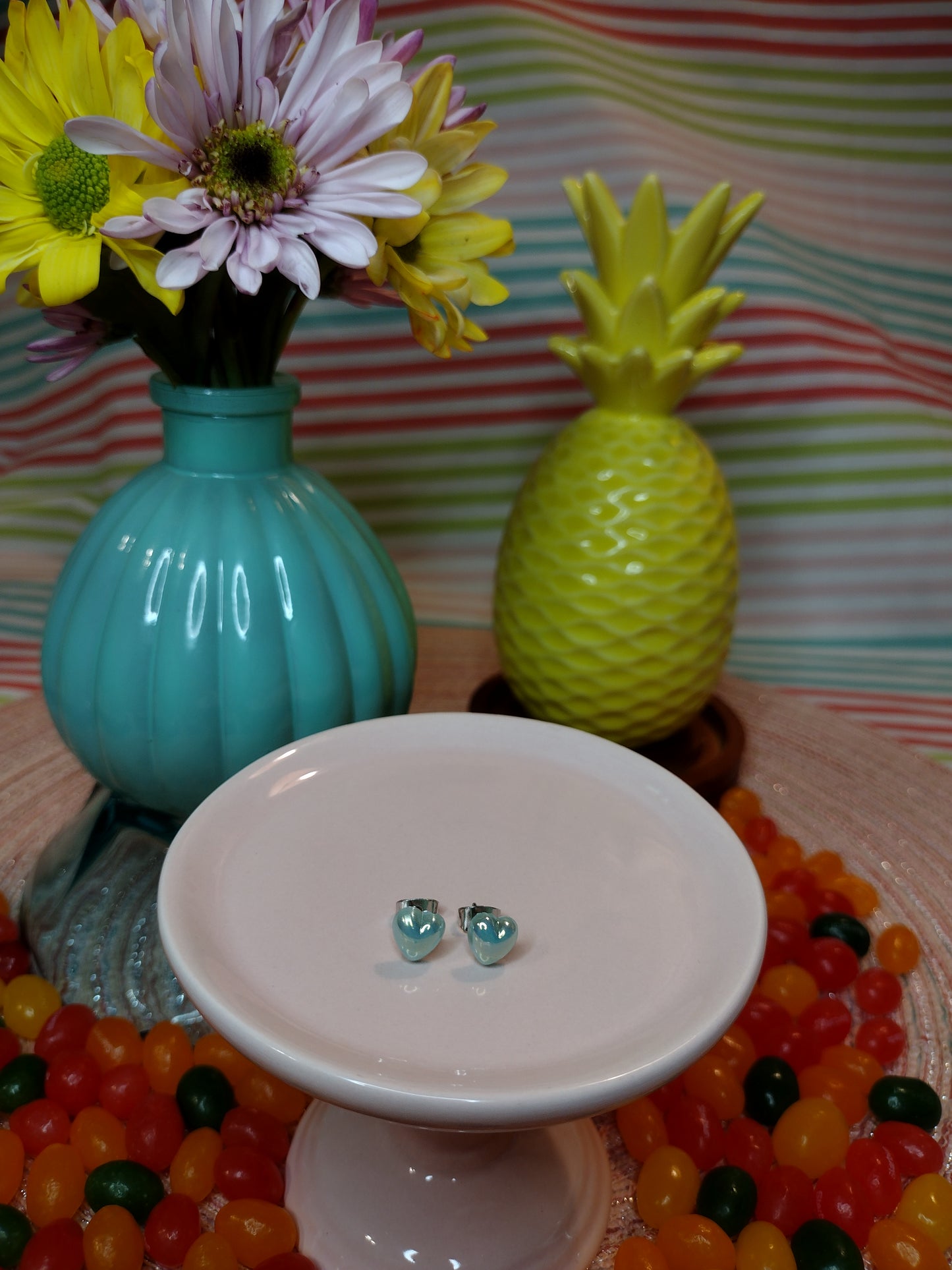 π Mini Teal Heart Stud Earrings β Simple, Playful & Versatile