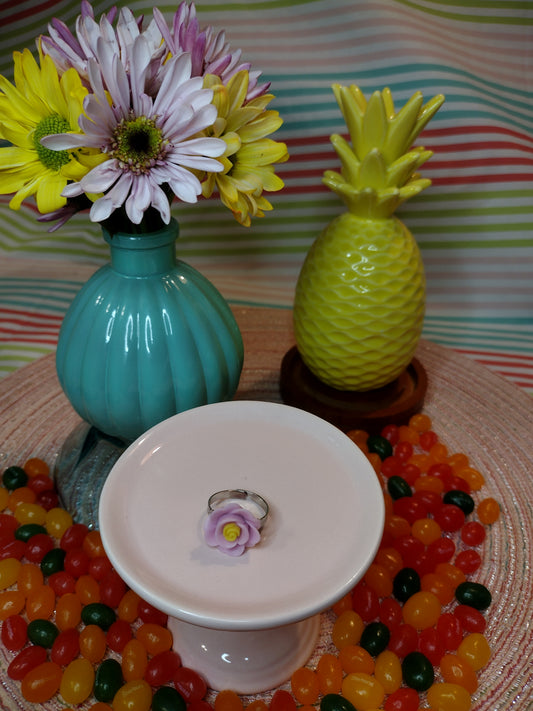 Purple Flower Adjustable Ring Pretty Pineapple Bead Pretty Pineapple Bead