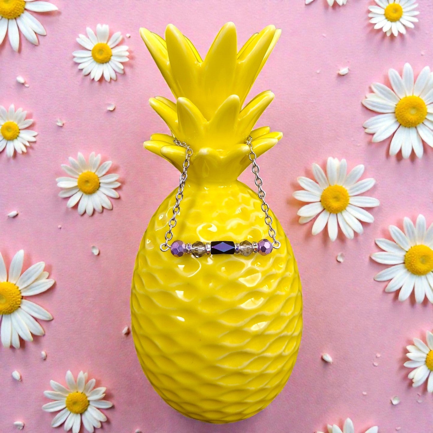 Iridescent Purple Bar Necklace – Moody, Magical, & Made to Shine Pretty Pineapple Bead Pretty Pineapple Bead