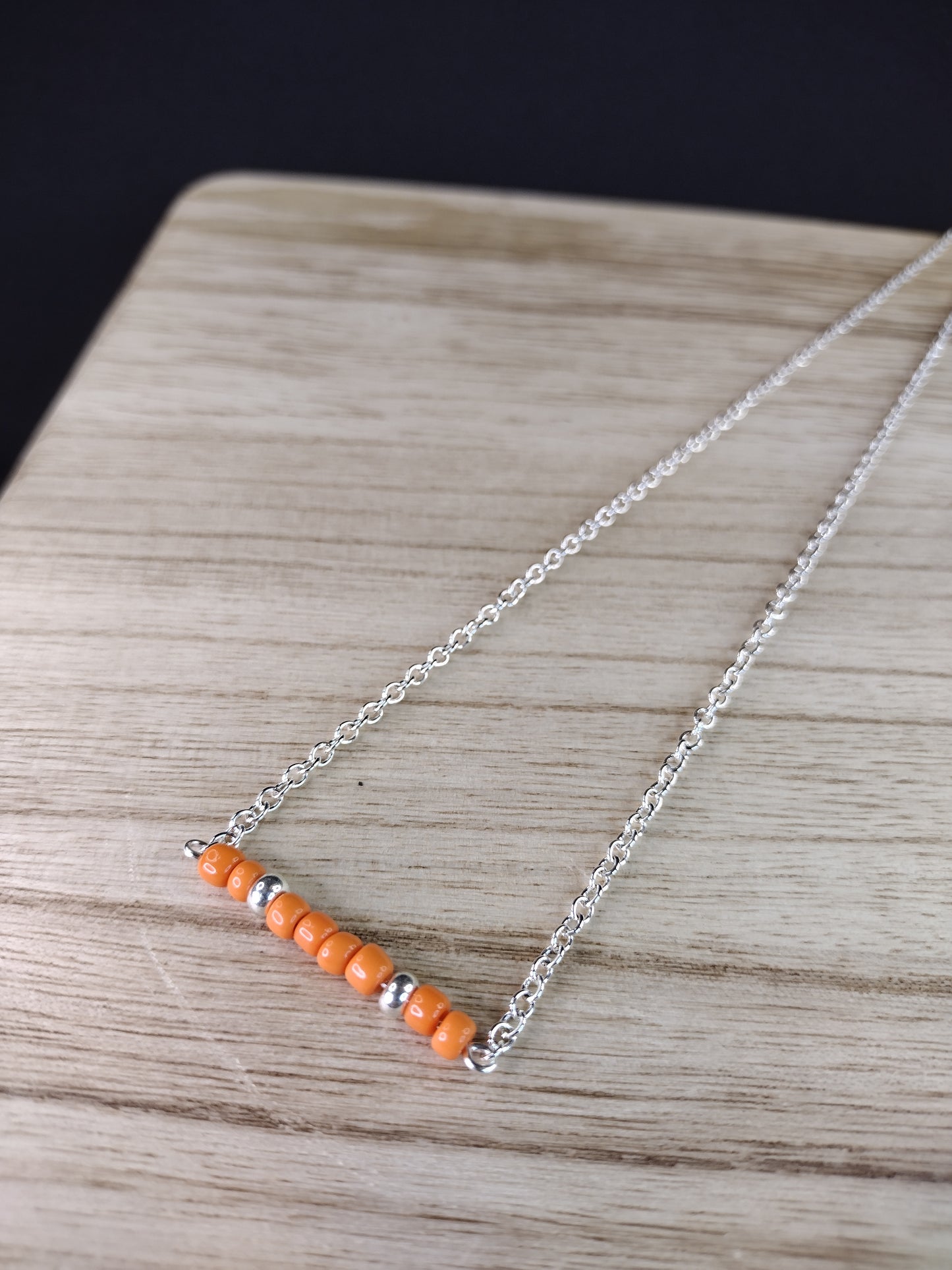 Orange Seed Bead Bar Necklace Pretty Pineapple Bead Pretty Pineapple Bead