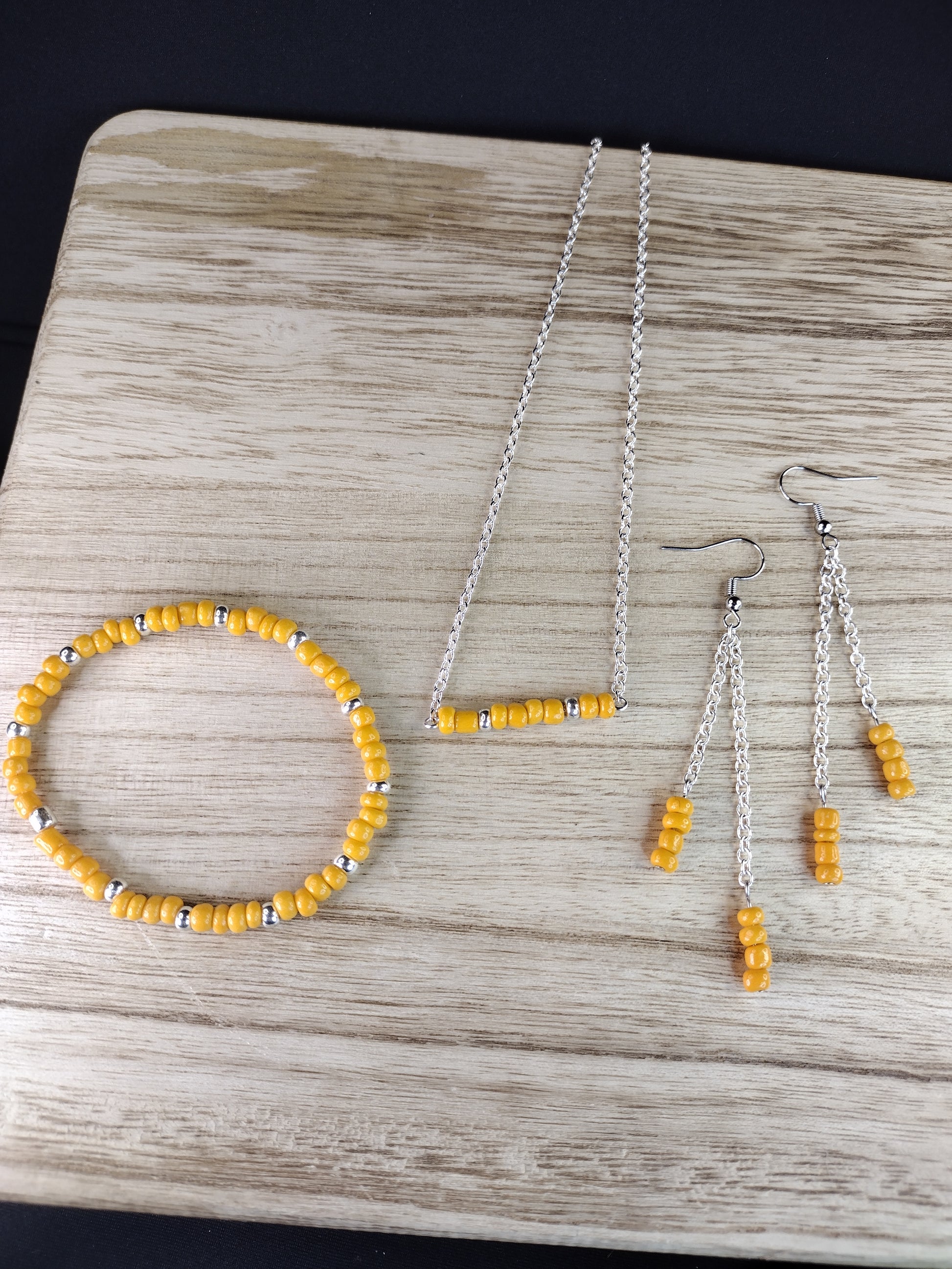 Yellow Orange Seed Bead & Chain Drop Earrings Pretty Pineapple Bead Pretty Pineapple Bead