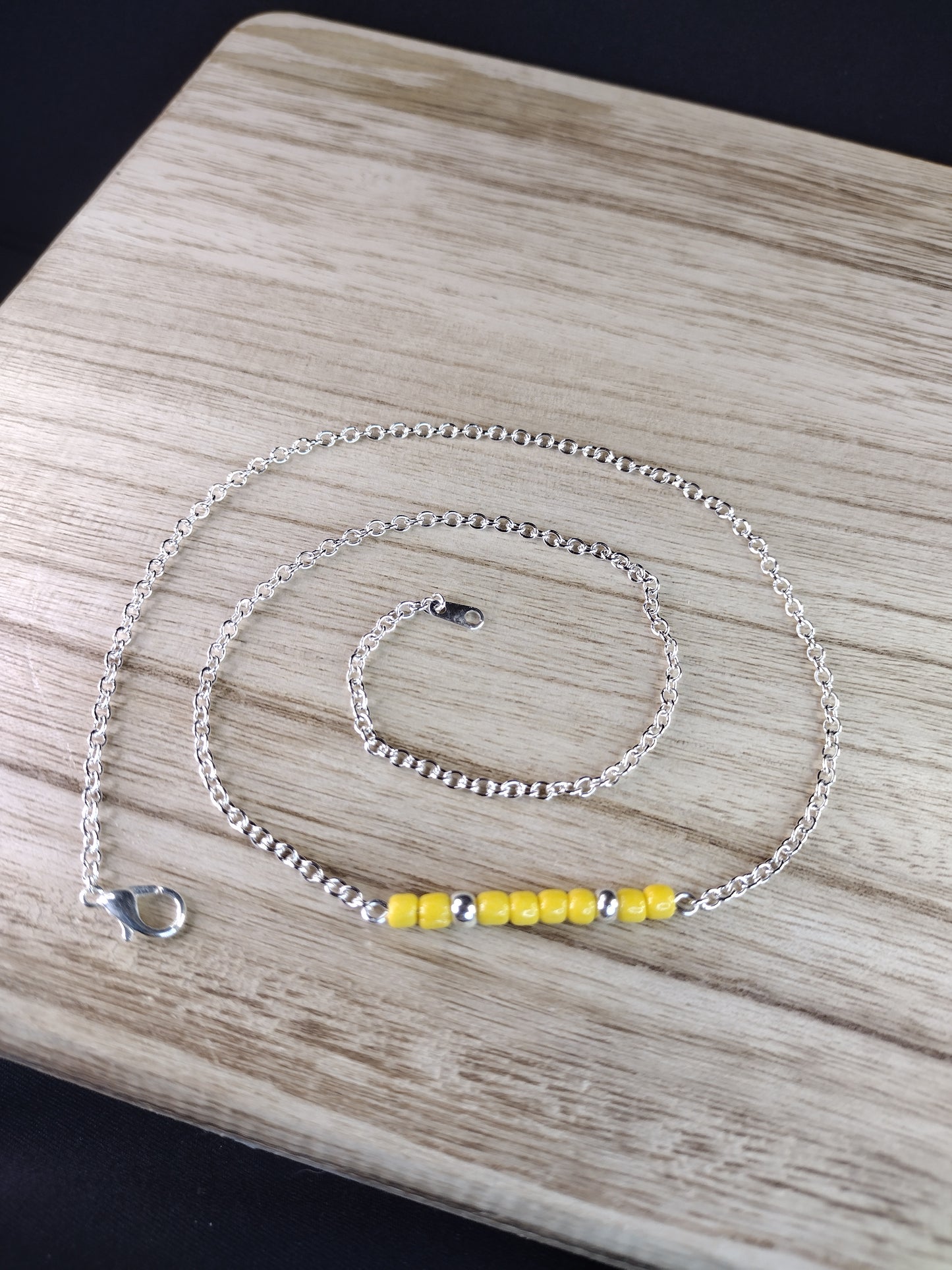 Yellow Seed Bead Bar Necklace Pretty Pineapple Bead Pretty Pineapple Bead