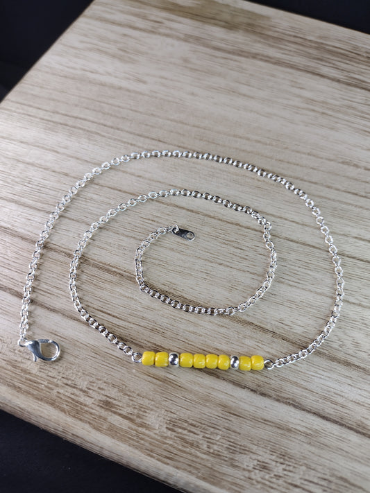 Yellow Seed Bead Bar Necklace Pretty Pineapple Bead Pretty Pineapple Bead