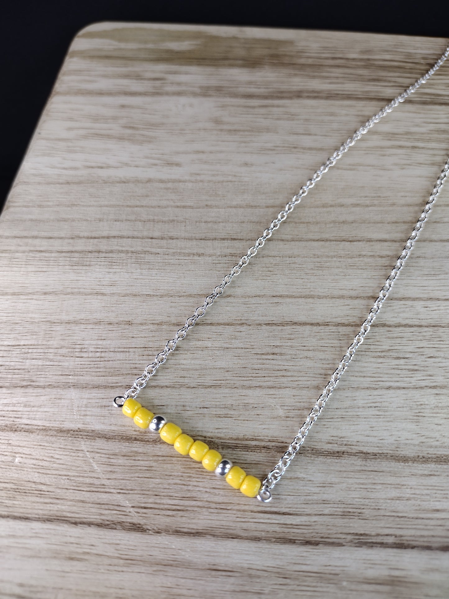 Yellow Seed Bead Bar Necklace Pretty Pineapple Bead Pretty Pineapple Bead