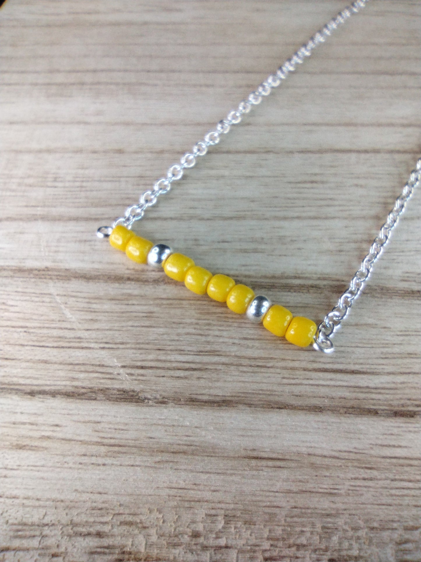 Yellow Seed Bead Bar Necklace Pretty Pineapple Bead Pretty Pineapple Bead