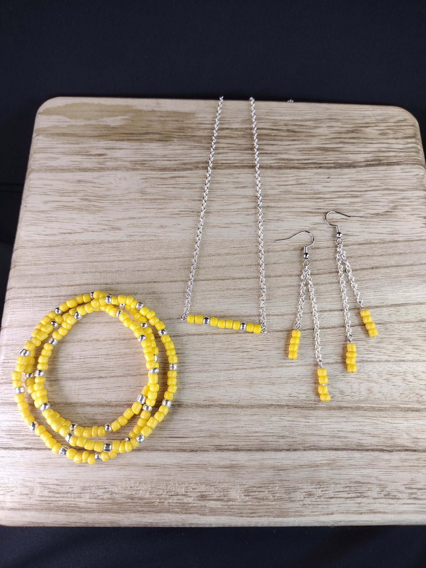 Yellow Seed Bead Bar Necklace Pretty Pineapple Bead Pretty Pineapple Bead