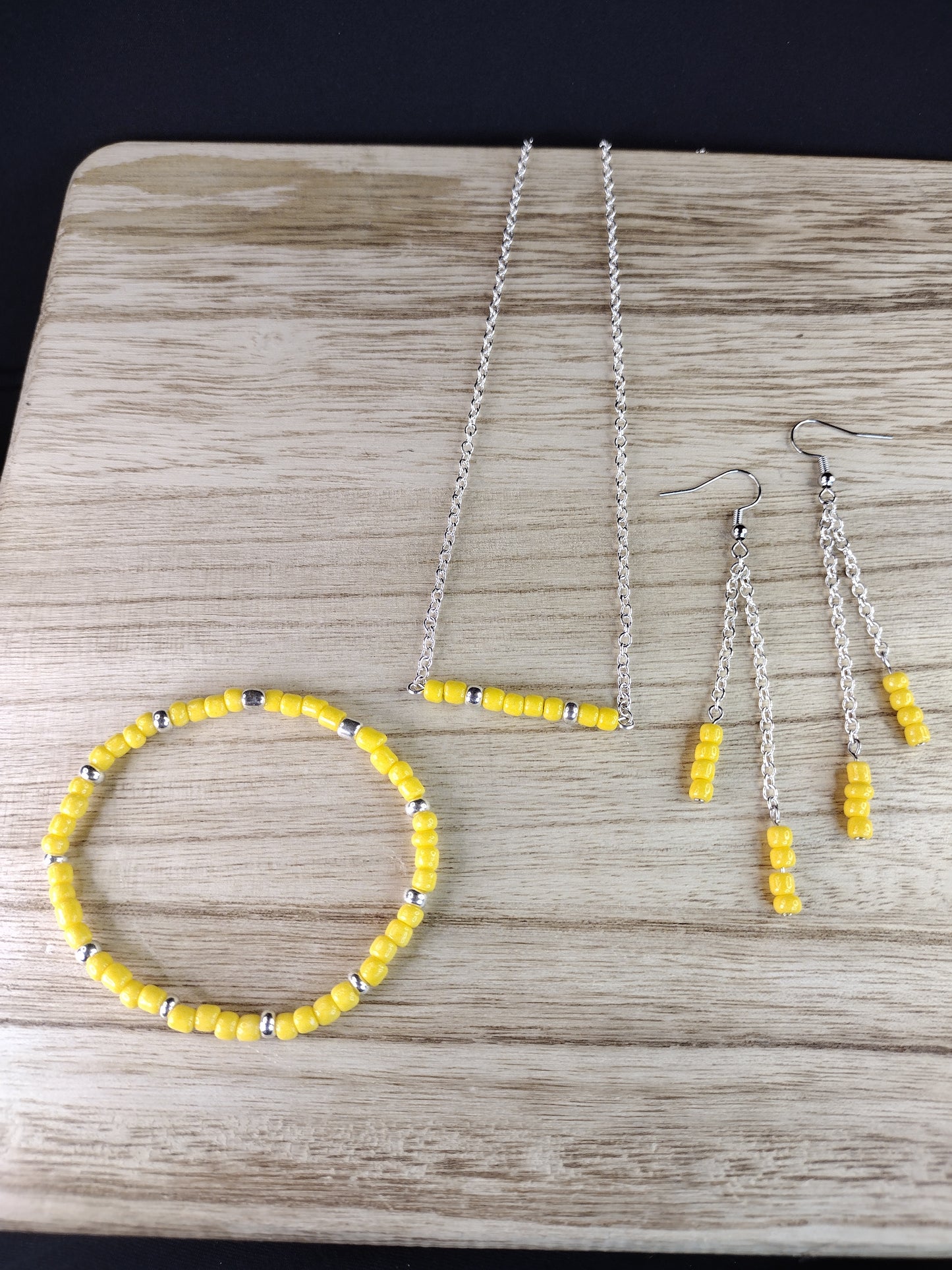 Yellow Seed Bead & Chain Drop Earrings Pretty Pineapple Bead Pretty Pineapple Bead