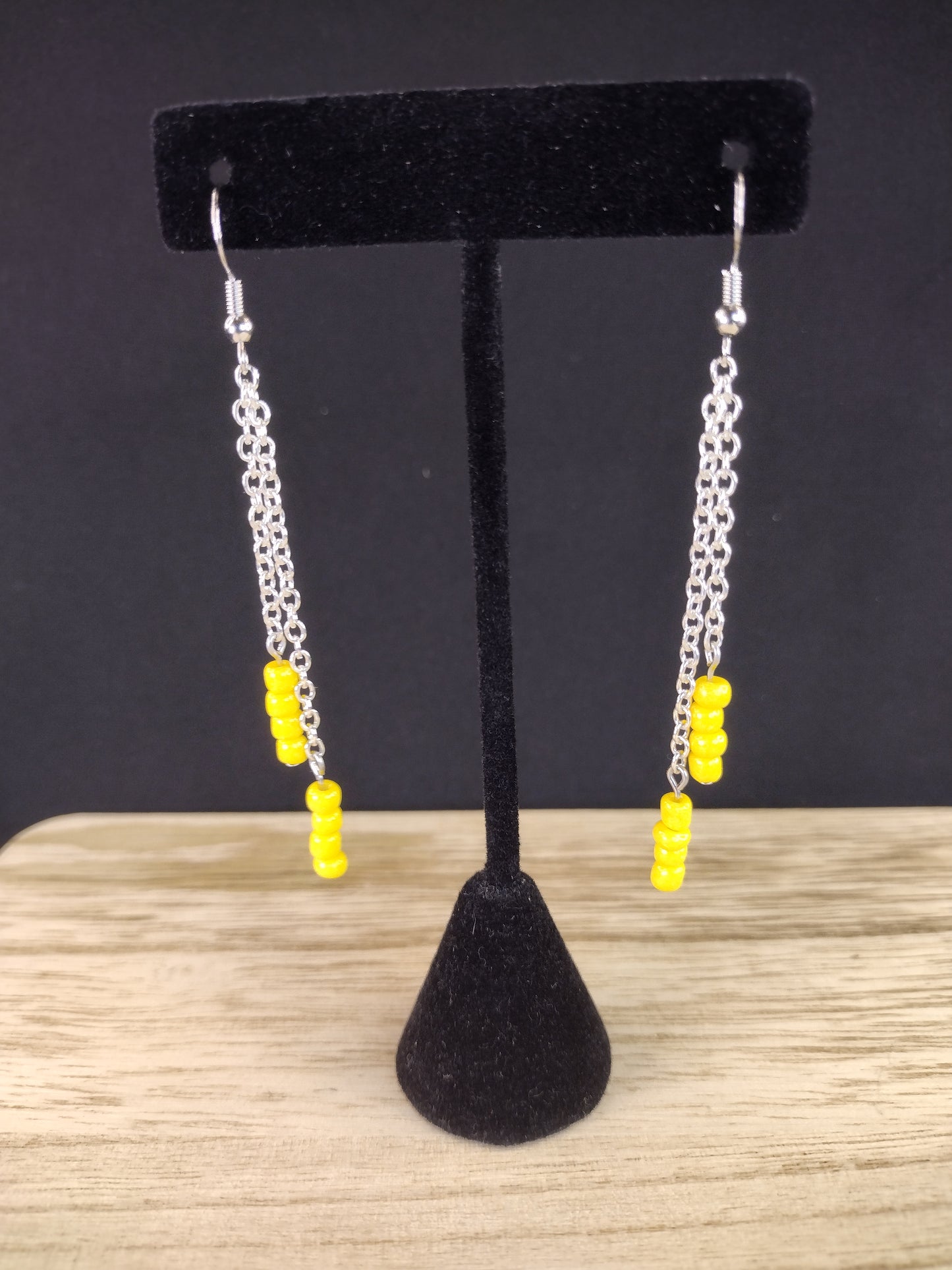 Yellow Seed Bead & Chain Drop Earrings Pretty Pineapple Bead Pretty Pineapple Bead