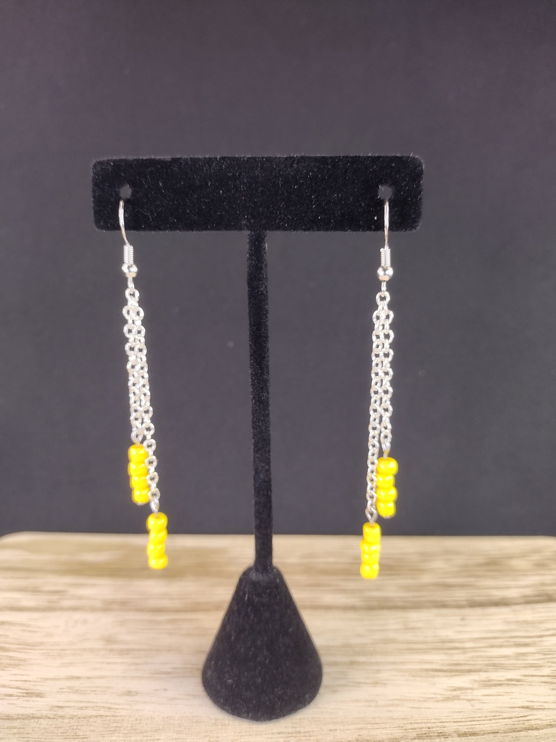 Yellow Seed Bead & Chain Drop Earrings Pretty Pineapple Bead Pretty Pineapple Bead