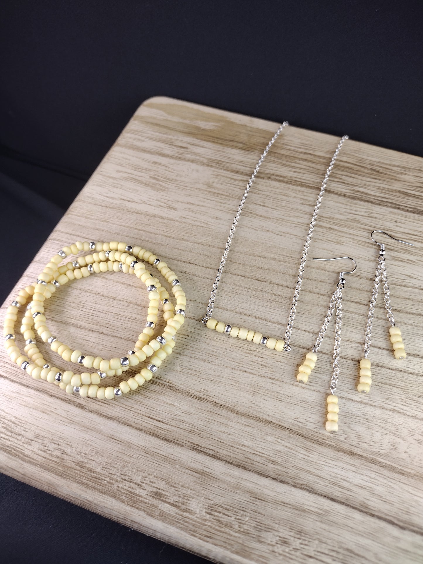 Pastel Yellow Seed Bead & Chain Drop Earrings Pretty Pineapple Bead Pretty Pineapple Bead