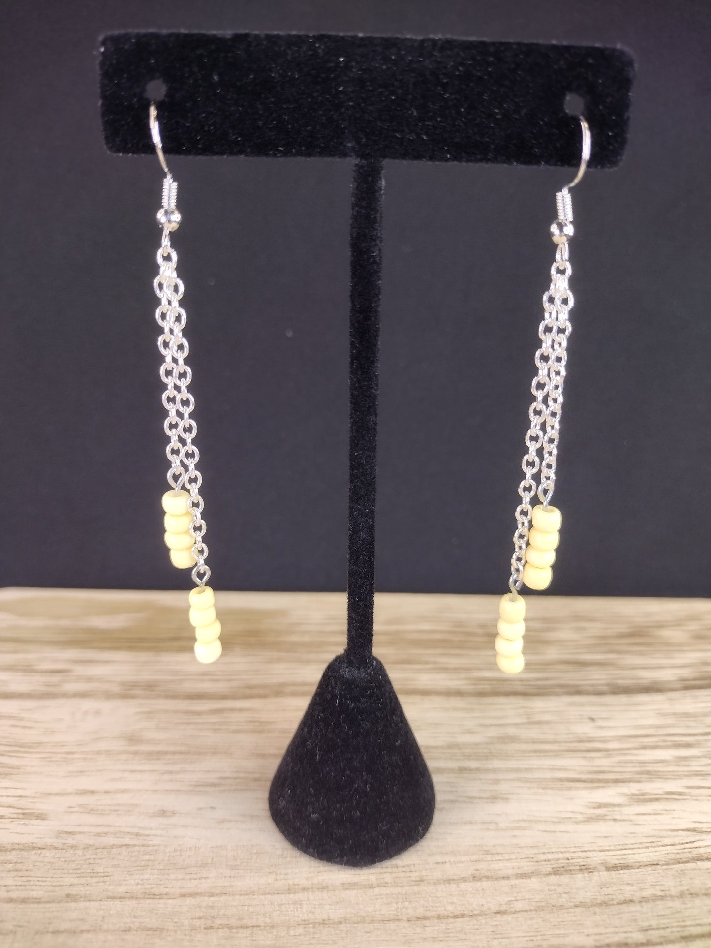 Pastel Yellow Seed Bead & Chain Drop Earrings Pretty Pineapple Bead Pretty Pineapple Bead