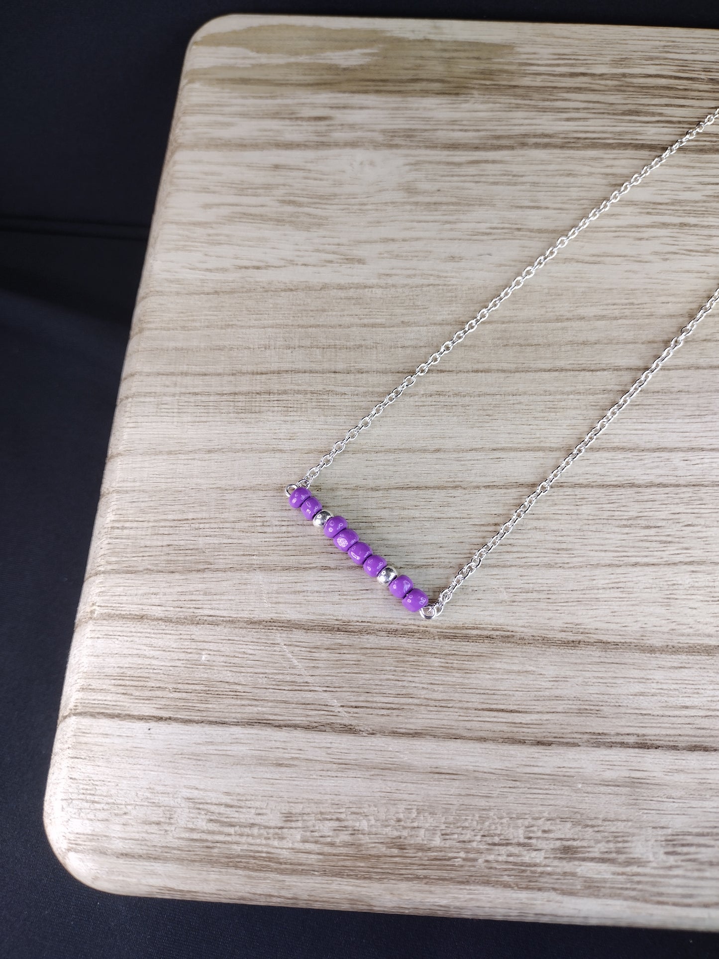 Purple Seed Bead Bar Necklace Pretty Pineapple Bead Pretty Pineapple Bead