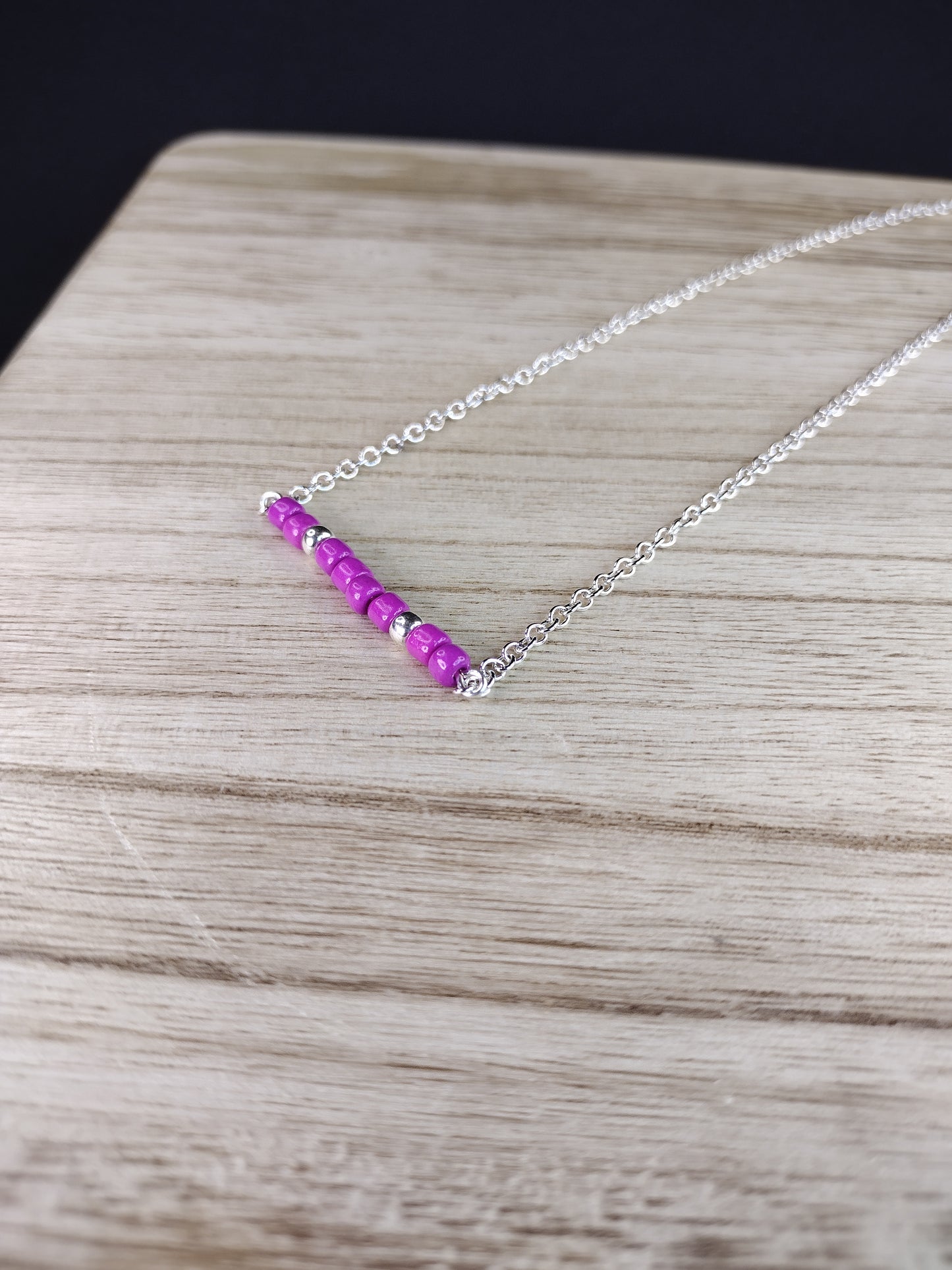 Magenta Seed Bead Bar Necklace Pretty Pineapple Bead Pretty Pineapple Bead