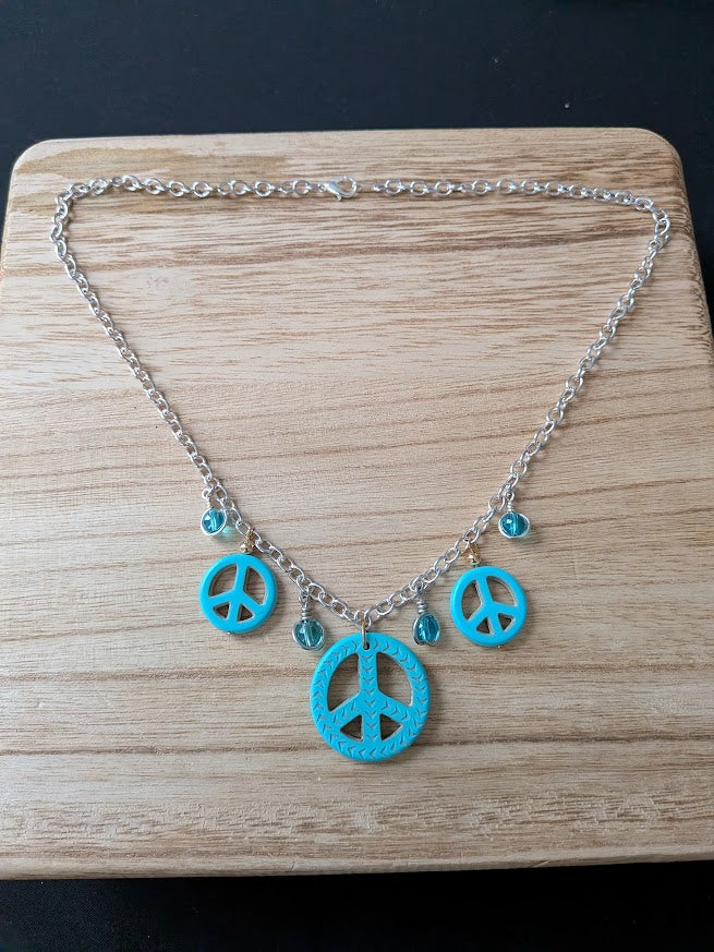 Turquoise Peace Sign Necklace