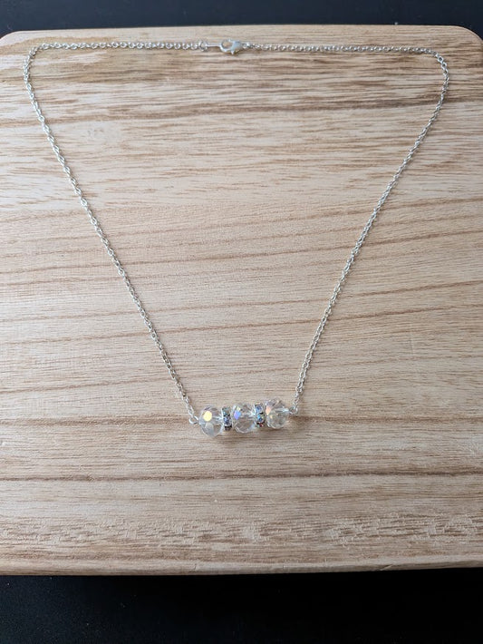 Clear Crystal Bar Necklace