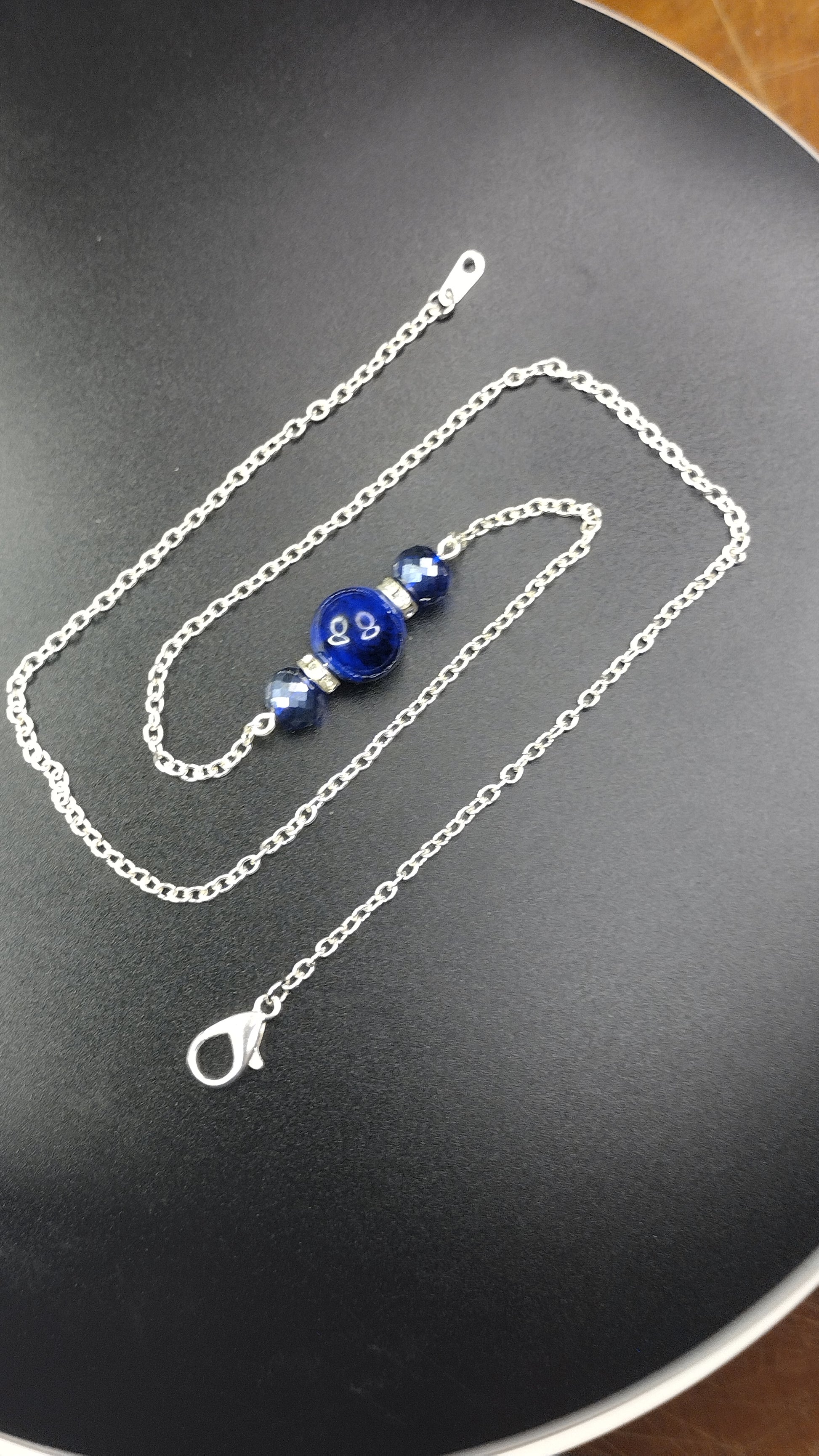 Blue Crystal Bar Necklace Pretty Pineapple Bead Pretty Pineapple Bead