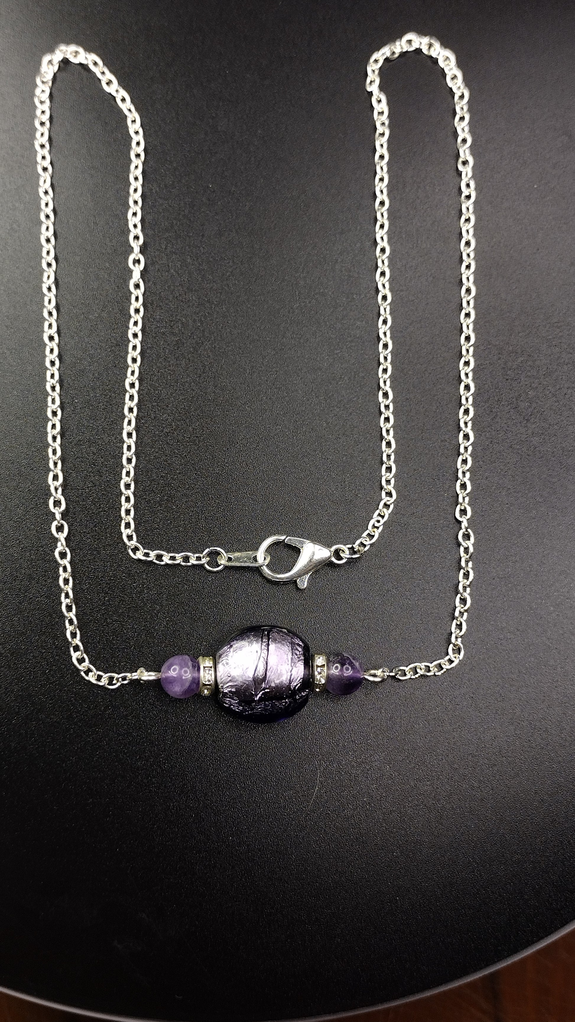 Purple Crystal Bar Necklace Pretty Pineapple Bead Pretty Pineapple Bead