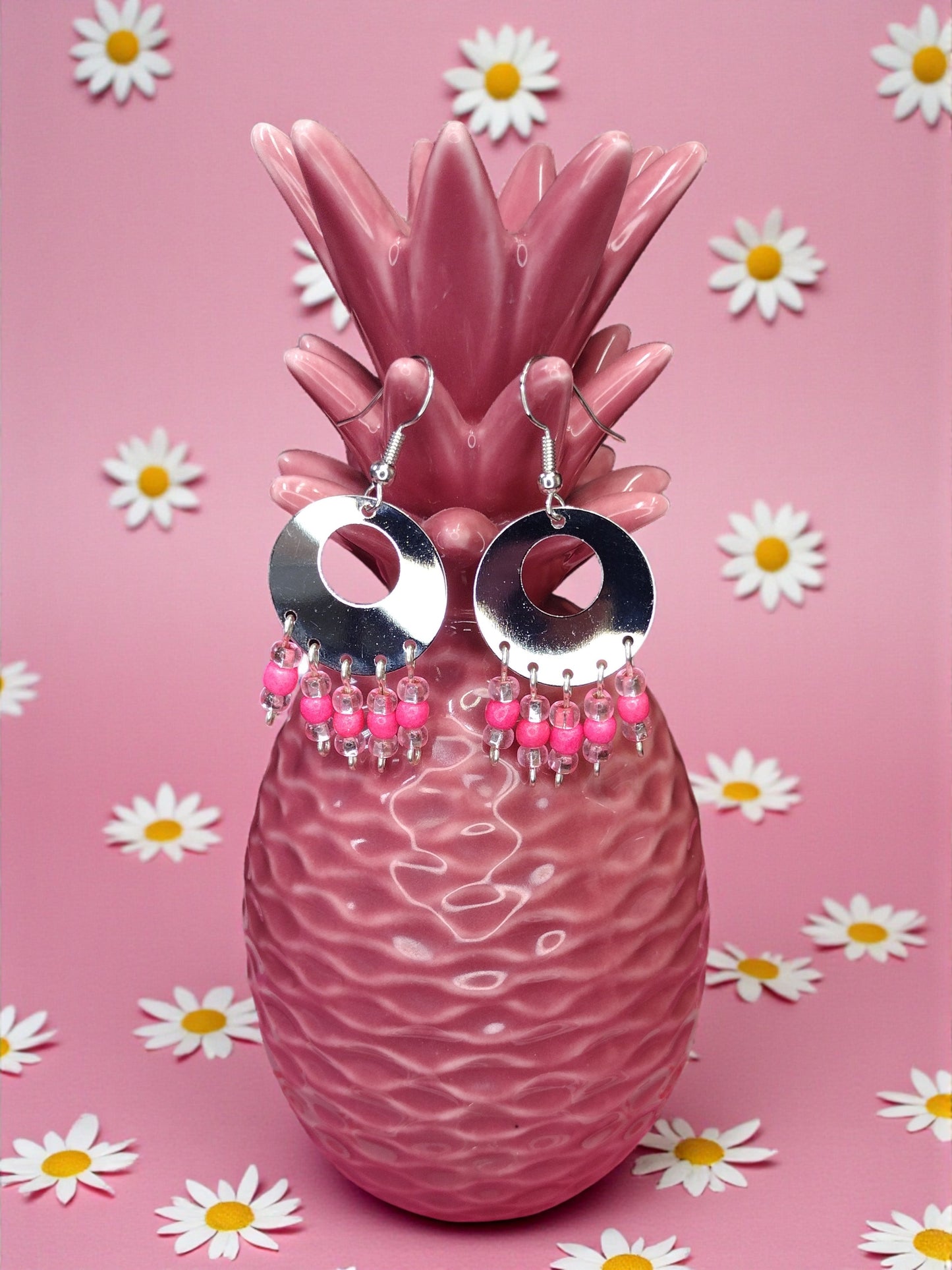 Coral Pink Chandelier Ribbon Earrings – Bold, Bright & Full of Heart Pretty Pineapple Bead Pretty Pineapple Bead