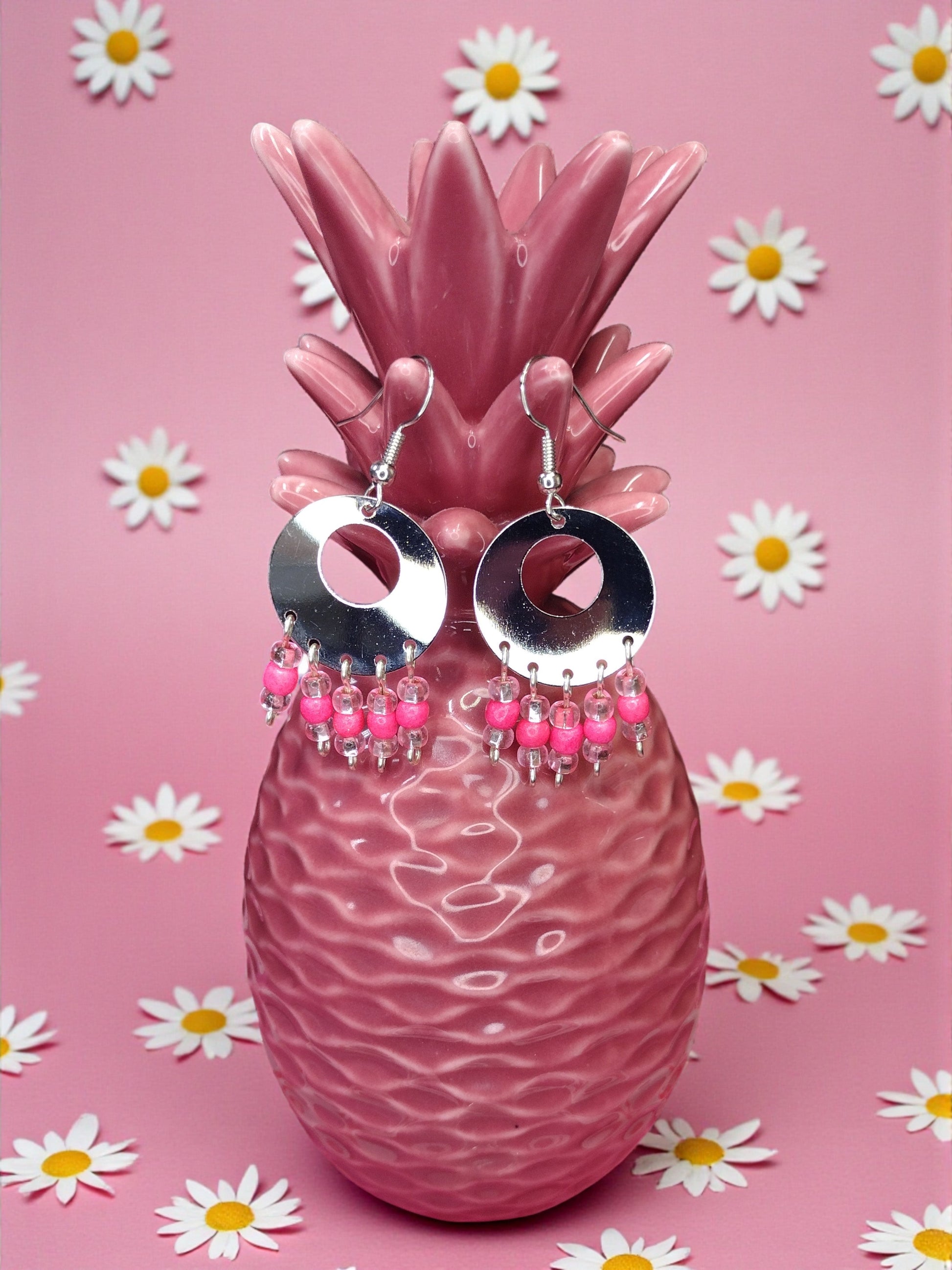 Coral Pink Chandelier Ribbon Earrings – Bold, Bright & Full of Heart Pretty Pineapple Bead Pretty Pineapple Bead