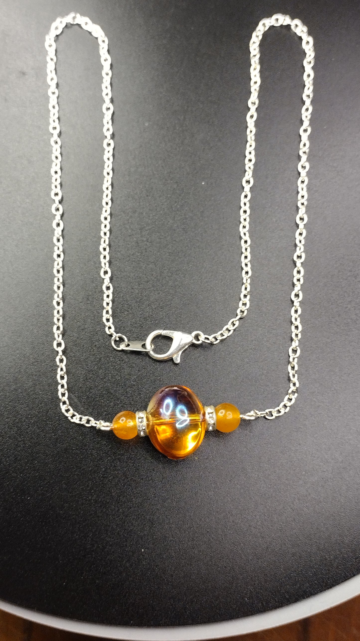 Orange Crystal Bar Necklace Pretty Pineapple Bead Pretty Pineapple Bead