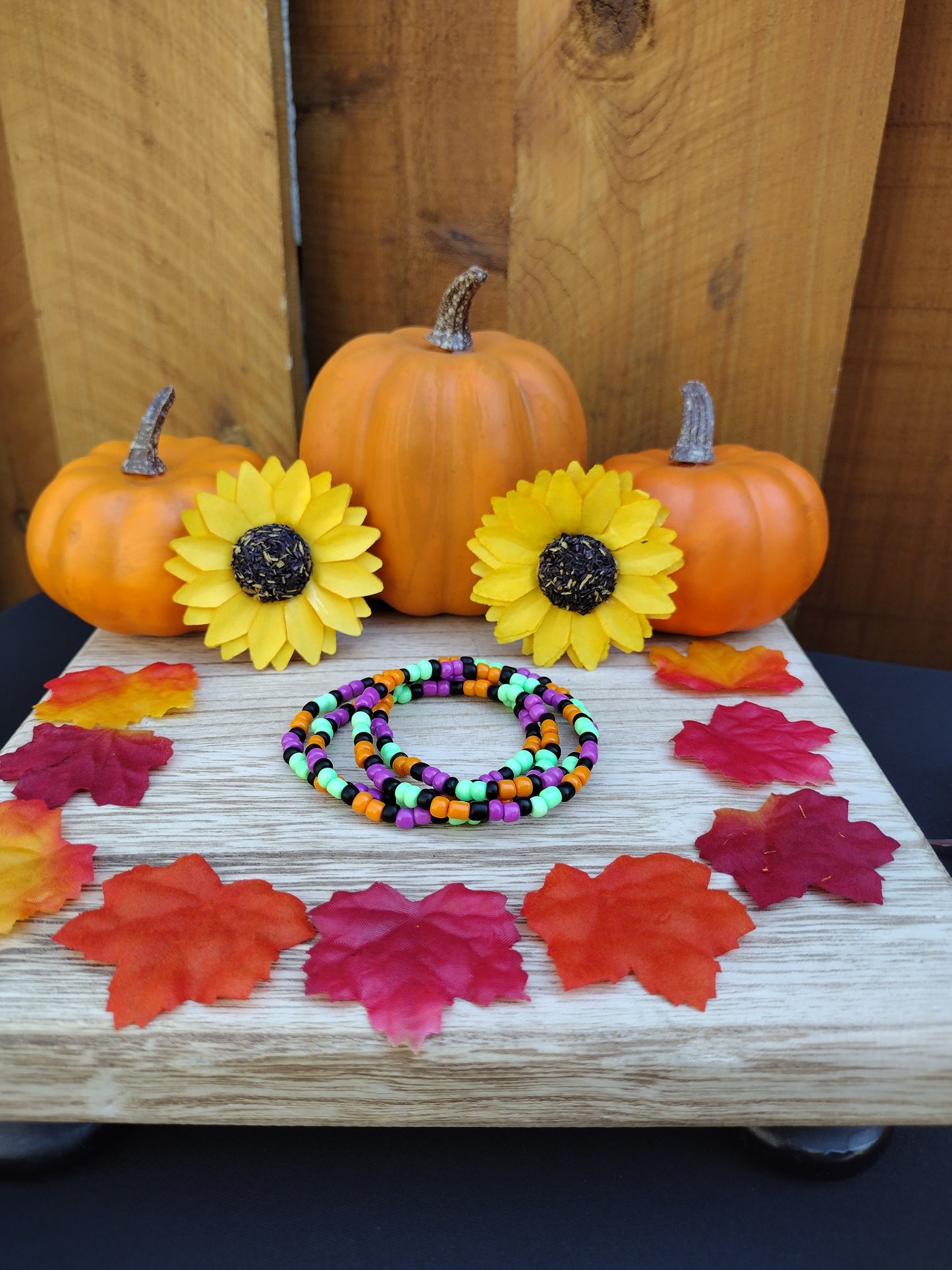 Halloween Colors Seed Bead Bracelet