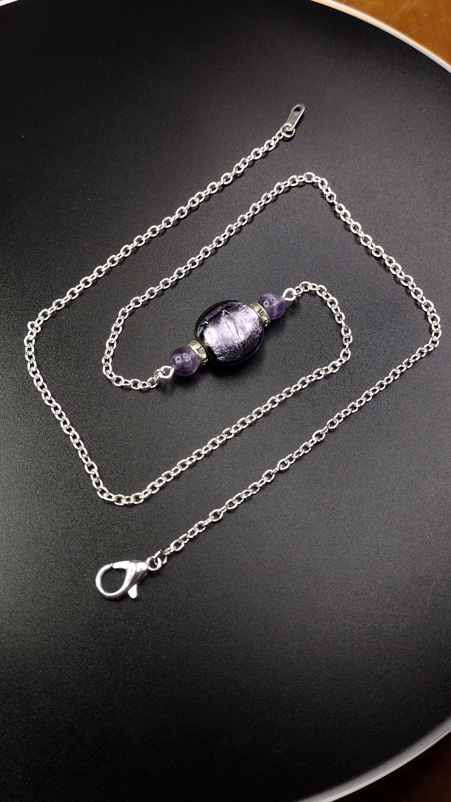 Purple Crystal Bar Necklace Pretty Pineapple Bead Pretty Pineapple Bead