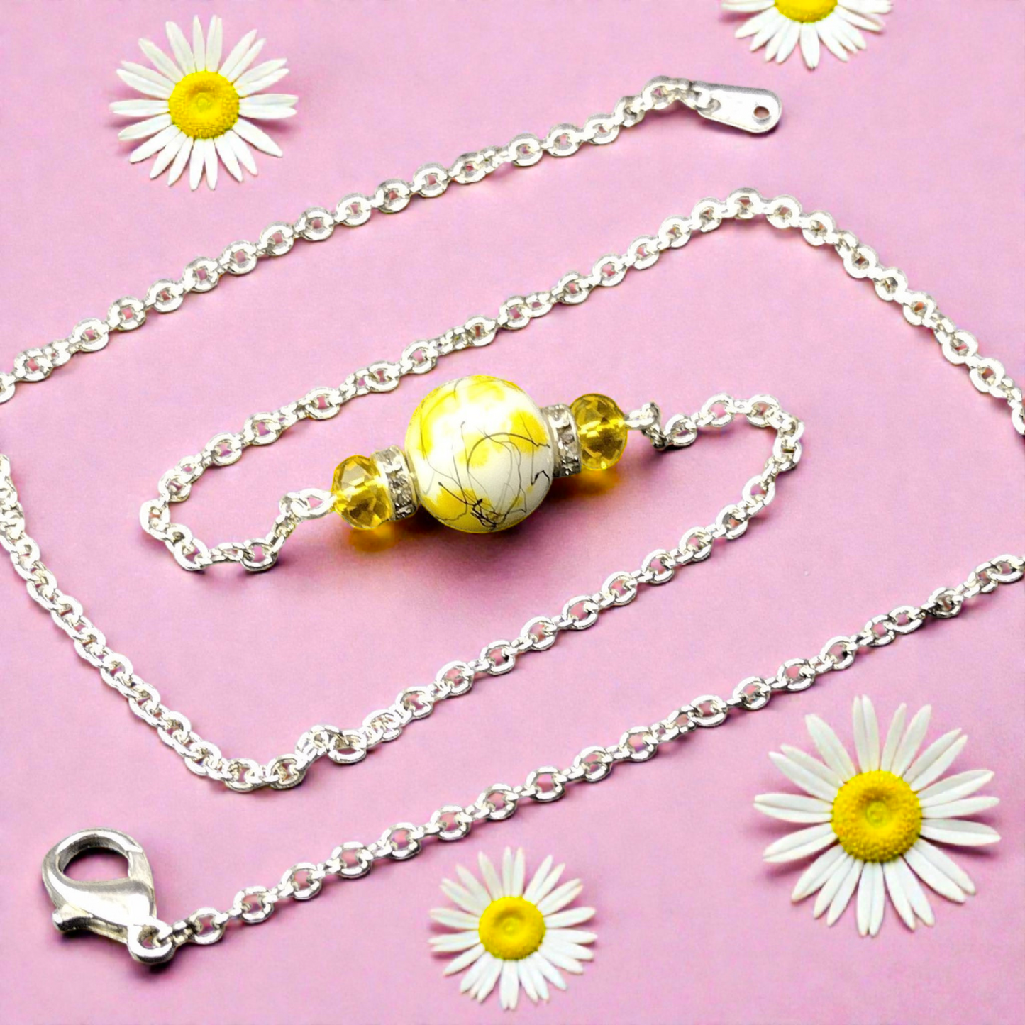 Yellow Crystal Bar Necklace – Bright, Elegant & Minimalist Pretty Pineapple Bead Pretty Pineapple Bead
