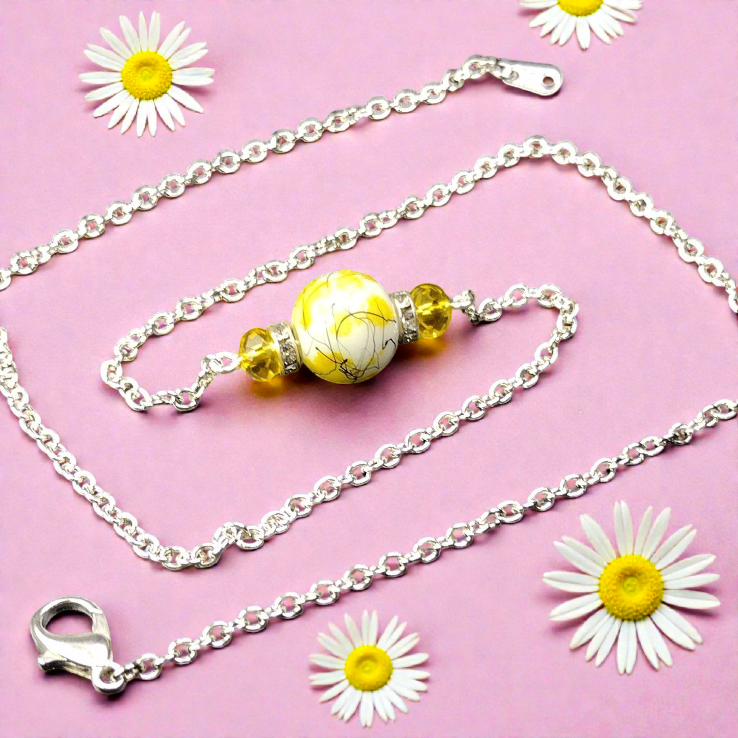 Yellow Crystal Bar Necklace – Bright, Elegant & Minimalist Pretty Pineapple Bead Pretty Pineapple Bead